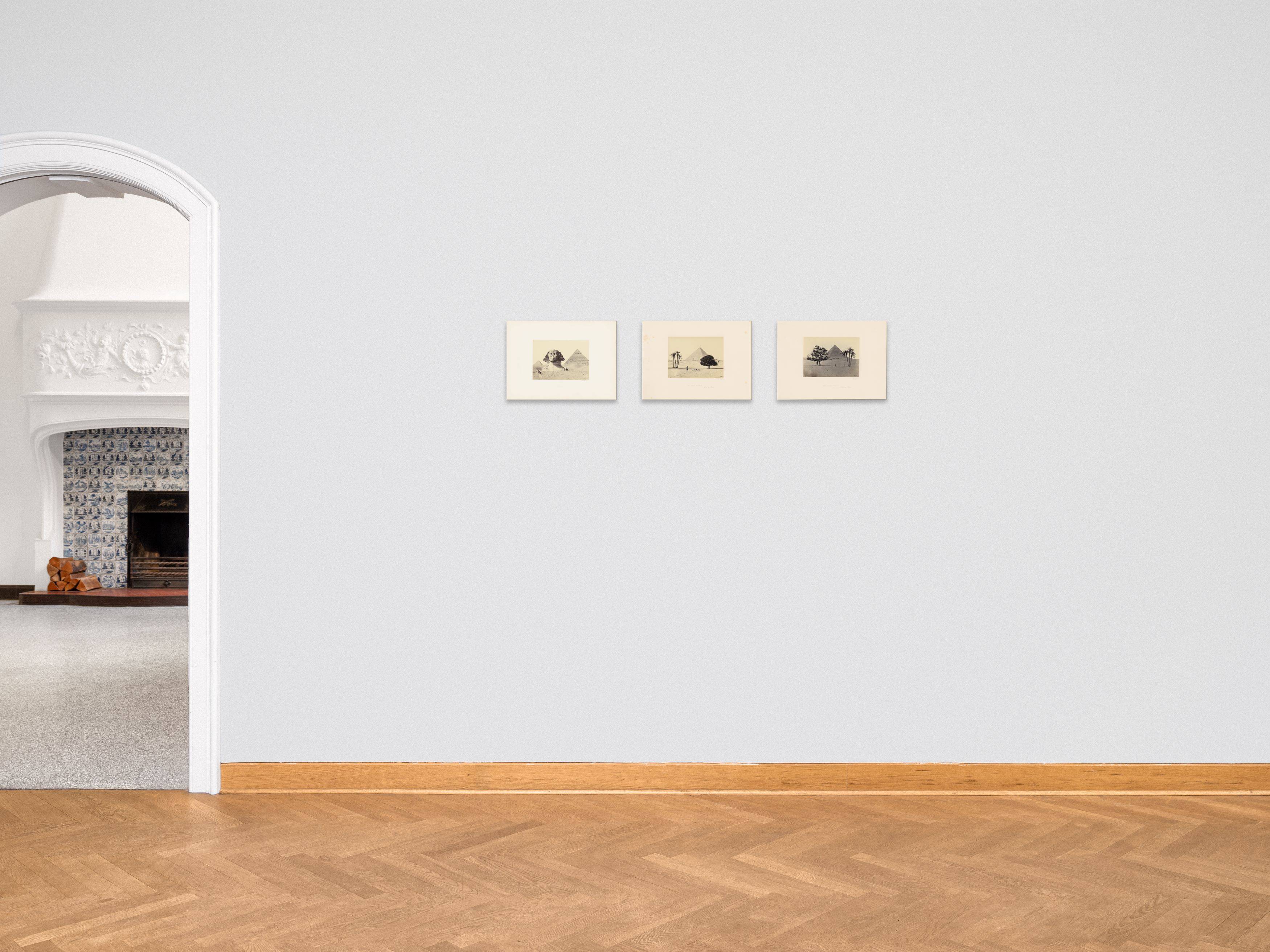 This picture shows the following artwork: Francis Frith. Sphinx / The Great Piramid, From the Plain / The Second Piramid, From the Plain. Each 1857.