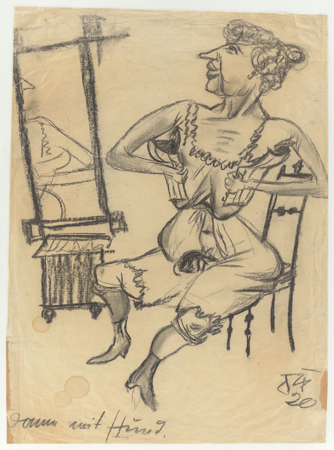 This picture shows the following artwork: Otto Dix. ”Dame mit Hund”. 1920.