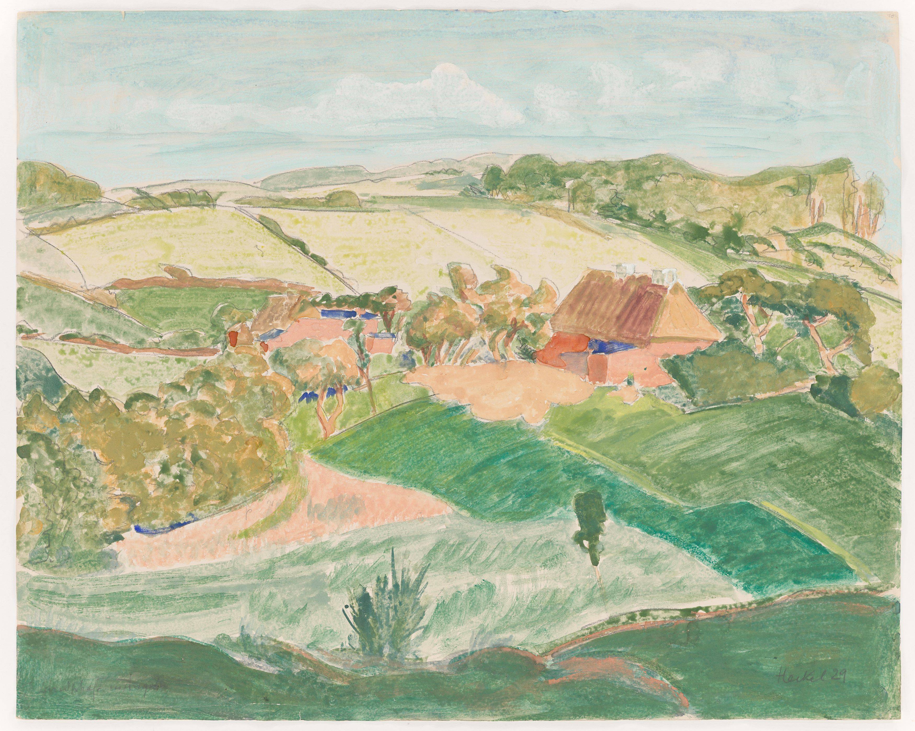 This picture shows the following artwork: Erich Heckel. ”Landschaft in Angeln”. 1929.