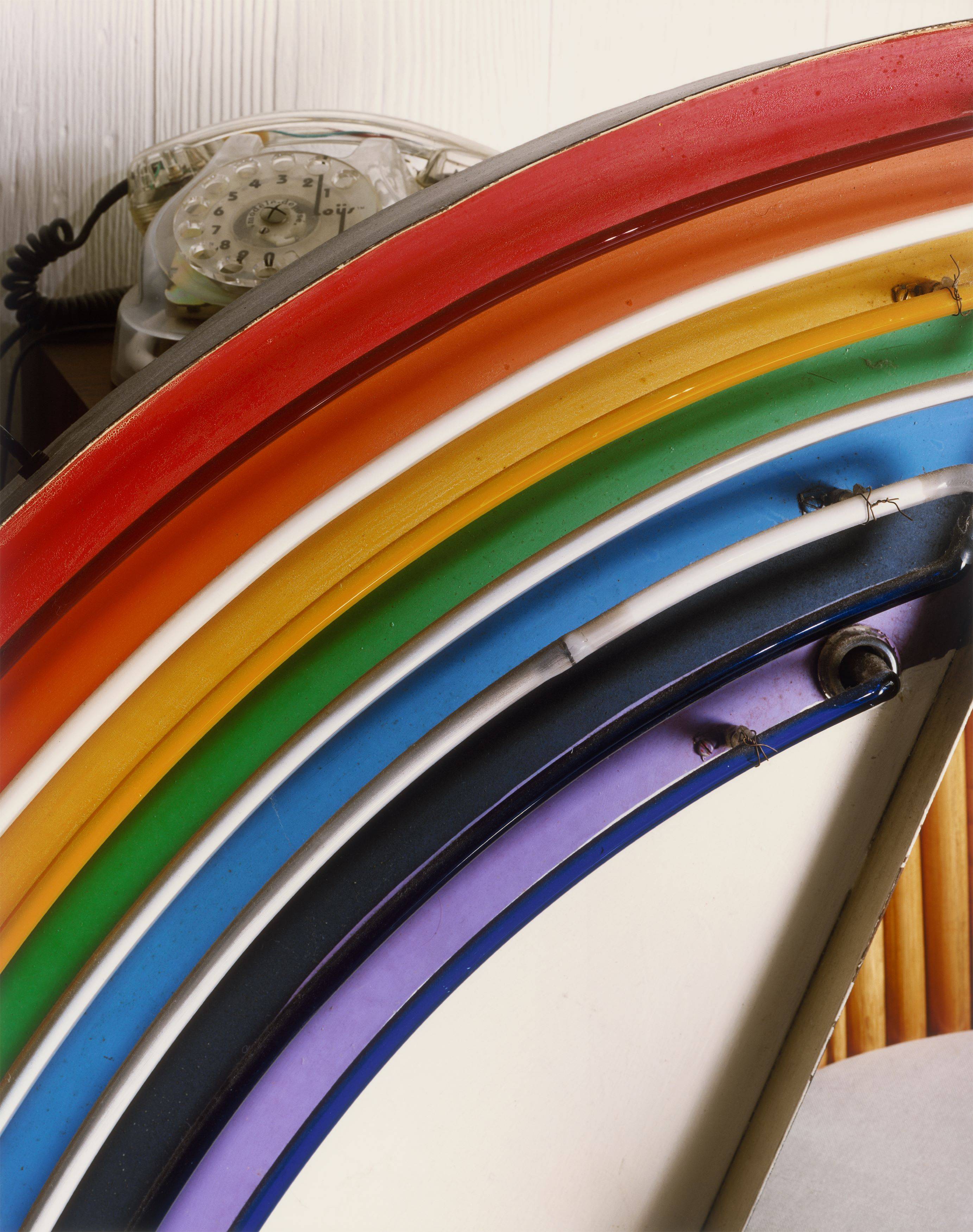 This picture shows the following artwork: Roe Ethridge. Old Phone and Neon Rainbow. 2006.