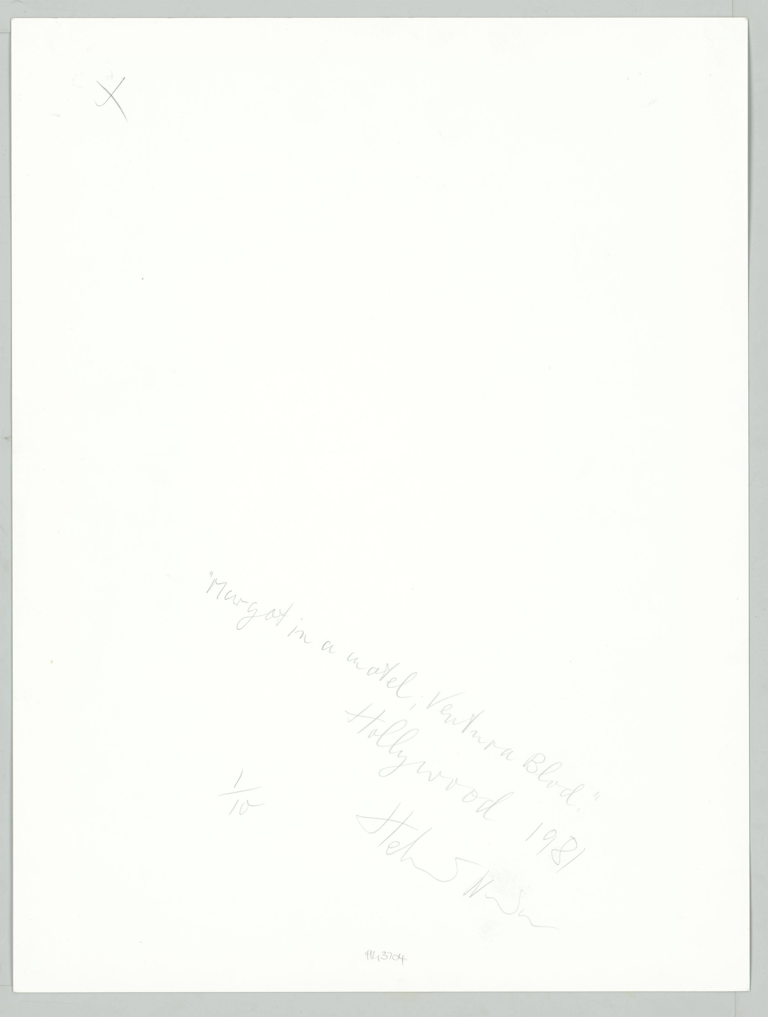 This picture shows the following artwork: Helmut Newton. ”Margot in Hotel Ventura Blvd, Hollywood”. 1981.