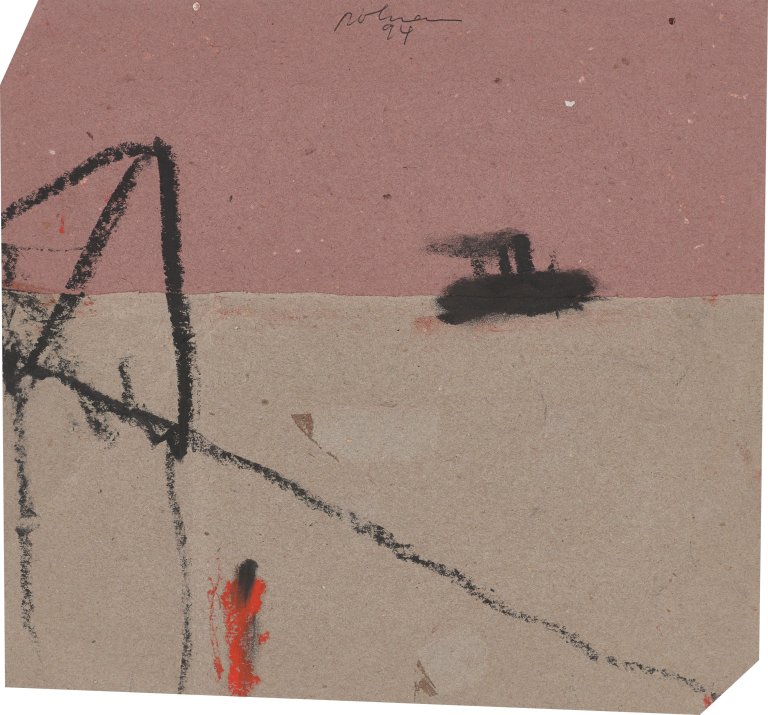 This picture shows the following artwork: Karl Bohrmann. Untitled (Red woman and steamer). 1994.