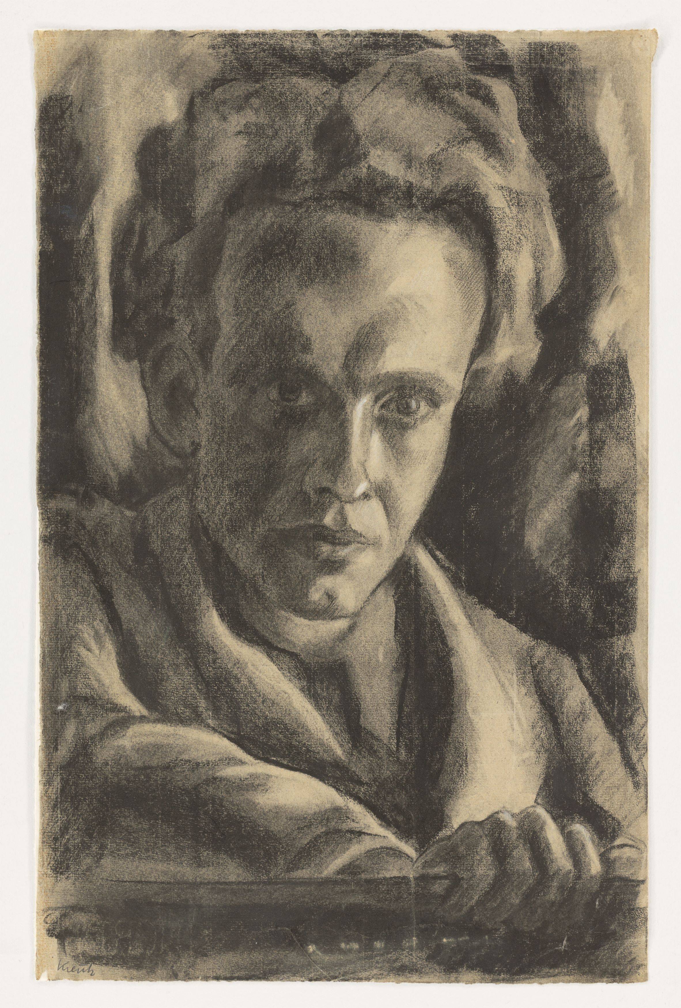 This picture shows the following artwork: Heinz Kreutz. Self-portrait. 1945/46.
