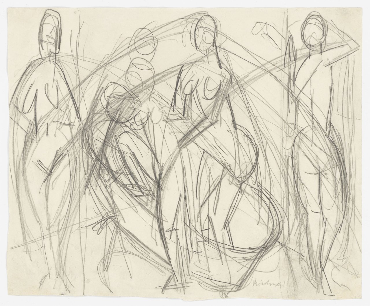 This picture shows the following artwork: Ernst Ludwig Kirchner. Sketch for ”Badende Frauen”. 1913.