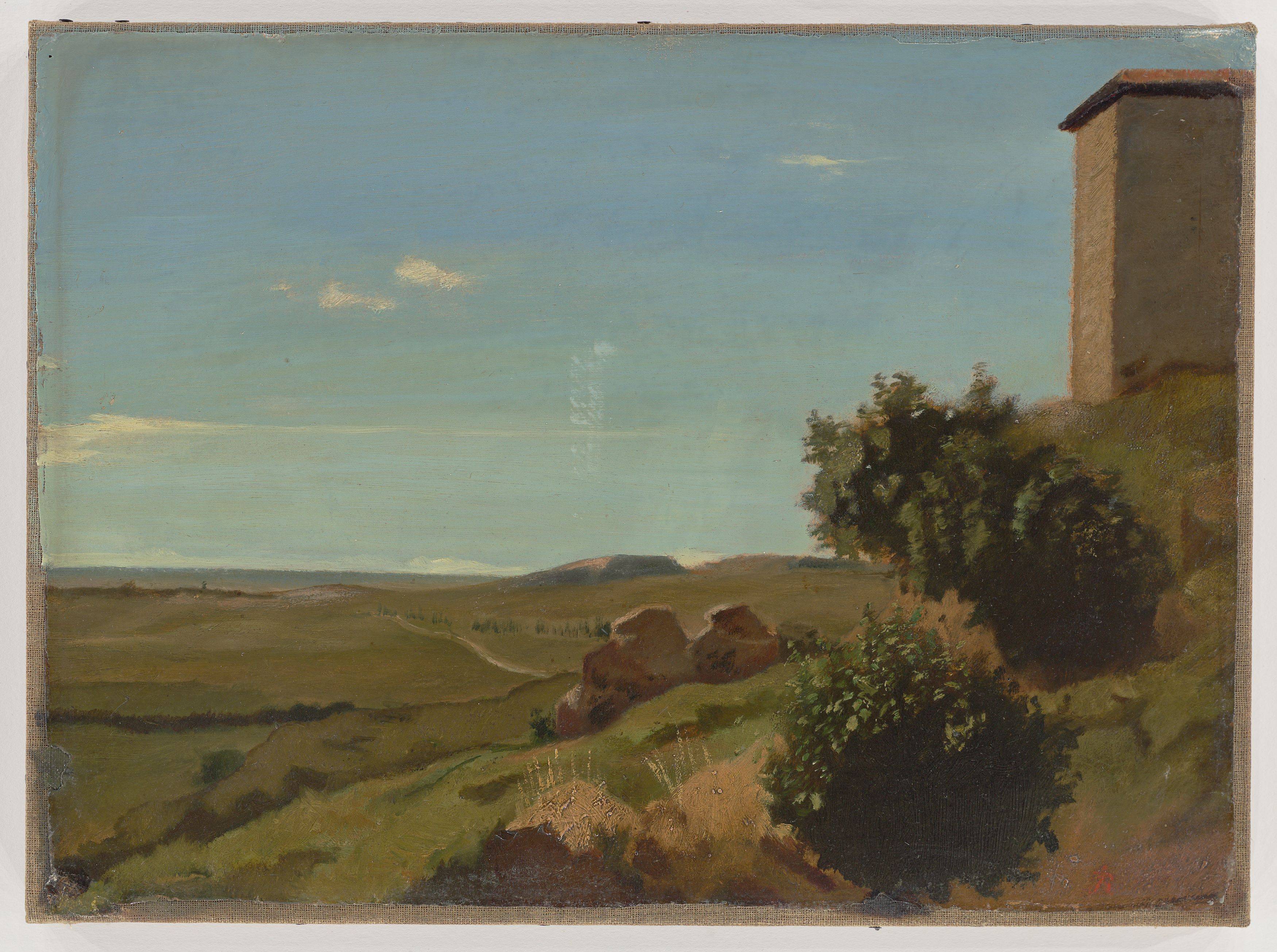 This picture shows the following artwork: Jørgen Roed. Italian landscape. Circa 1838.