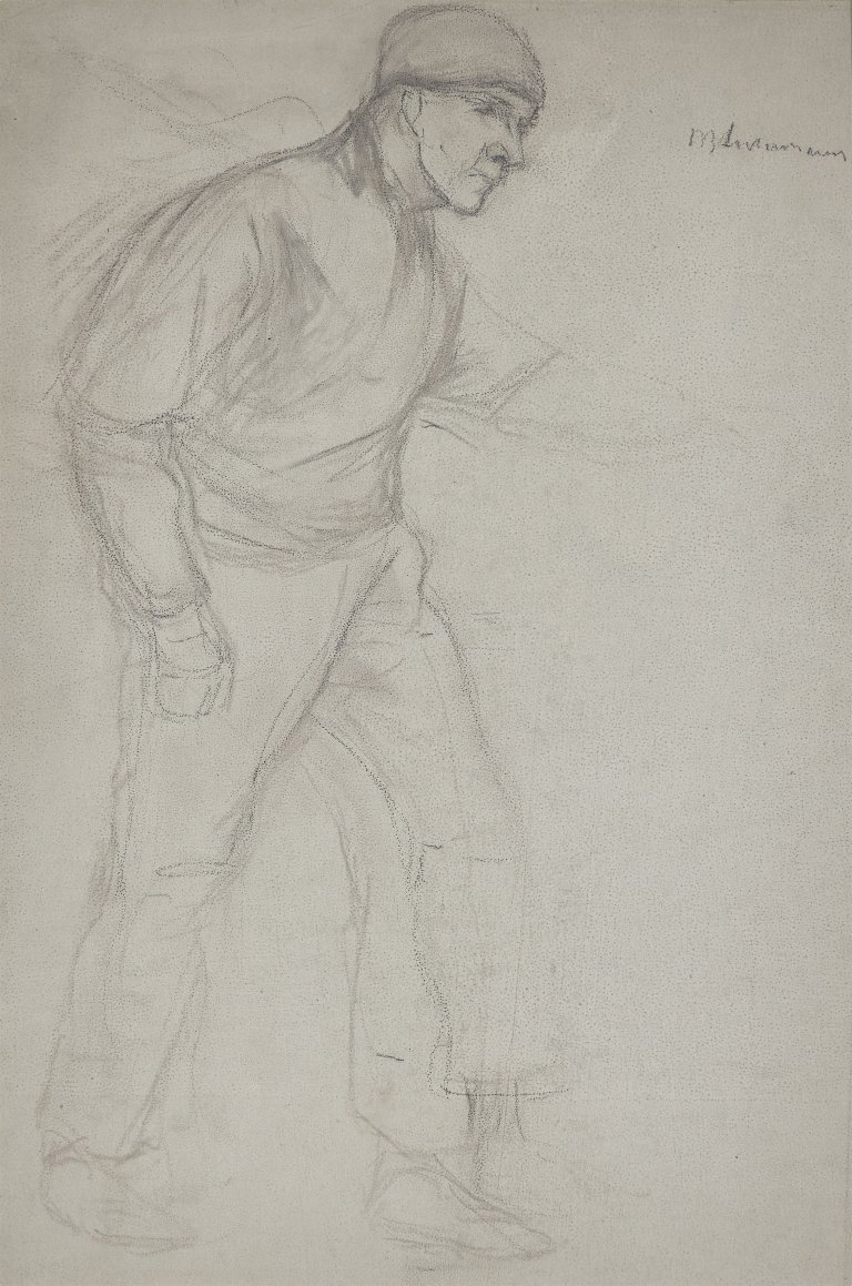 Auf diesem Bild ist das folgende Kunstwerk zu sehen: Max Liebermann. Ohne Titel (Schreitender Bauer). Um 1894-96.