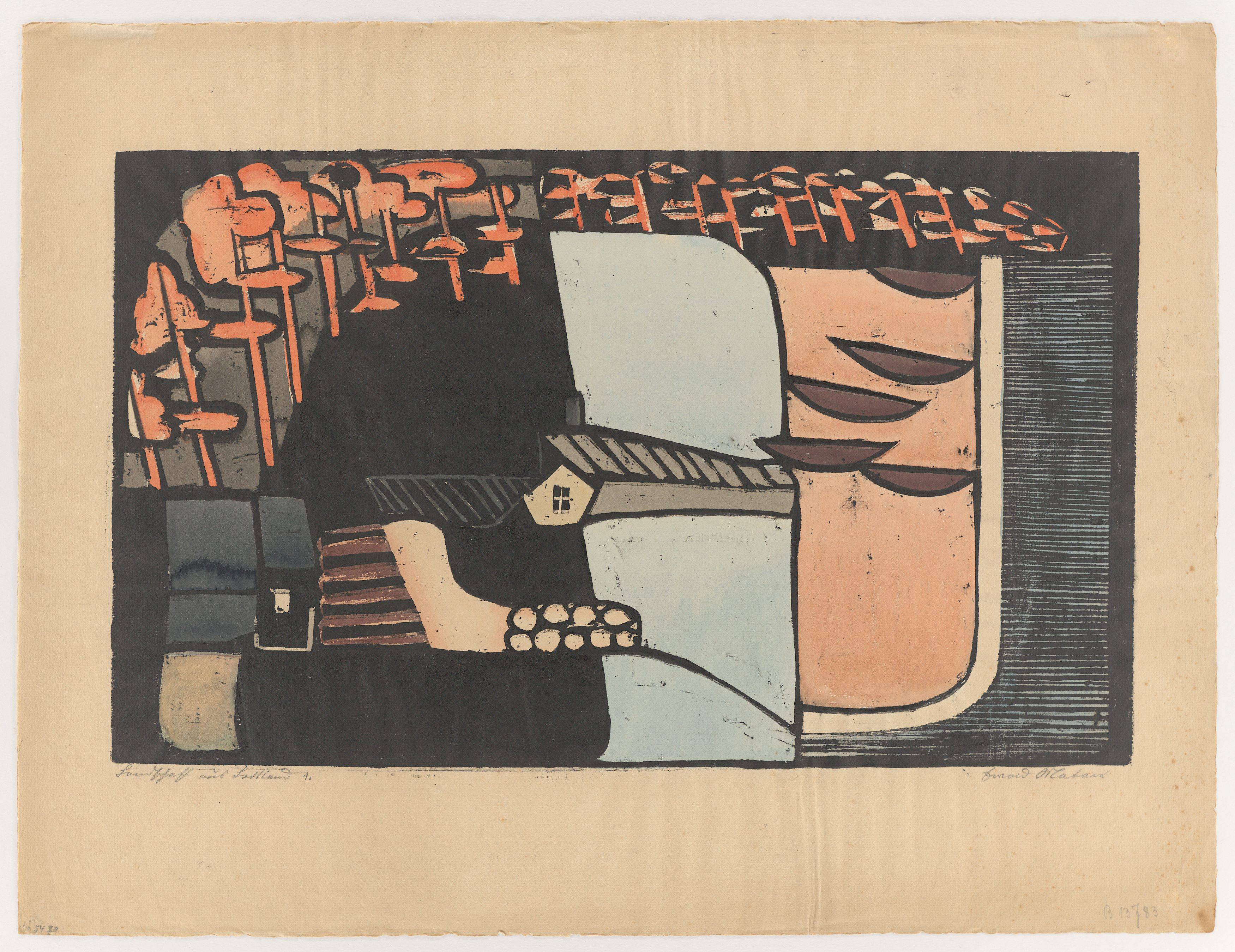 Auf diesem Bild ist das folgende Kunstwerk zu sehen: Ewald Mataré. „Landschaft aus Lettland 1“. 1927.
