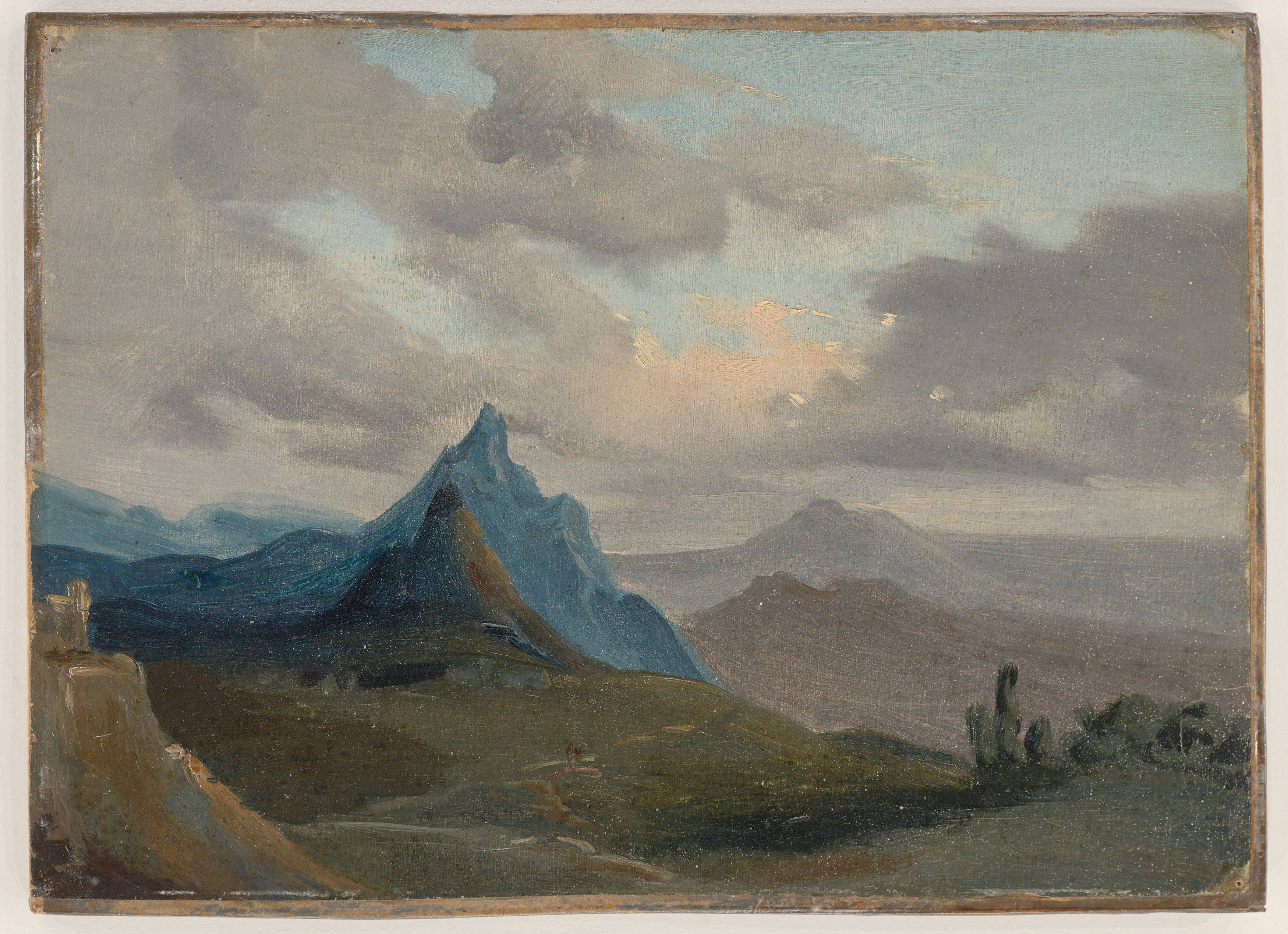 This picture shows the following artwork:  German, circa 1840. Landscape study.