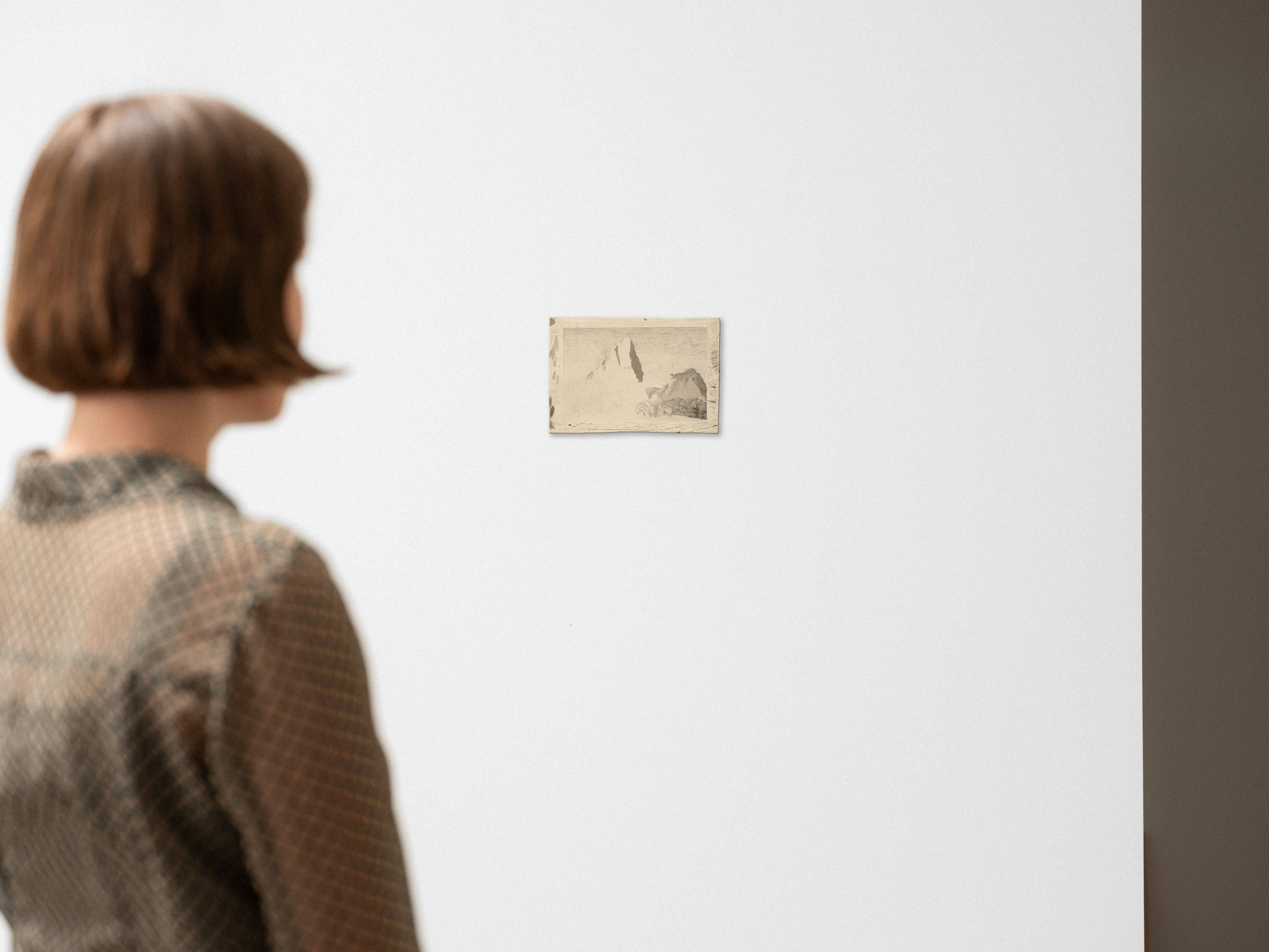 This picture shows the following artwork: Caspar David Friedrich. ”Landschaft mit Felsgipfel”. Circa 1799.