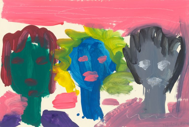 This picture shows the following artwork: Karl Horst Hödicke. ”Drei Kinderköpfe”. 1983.