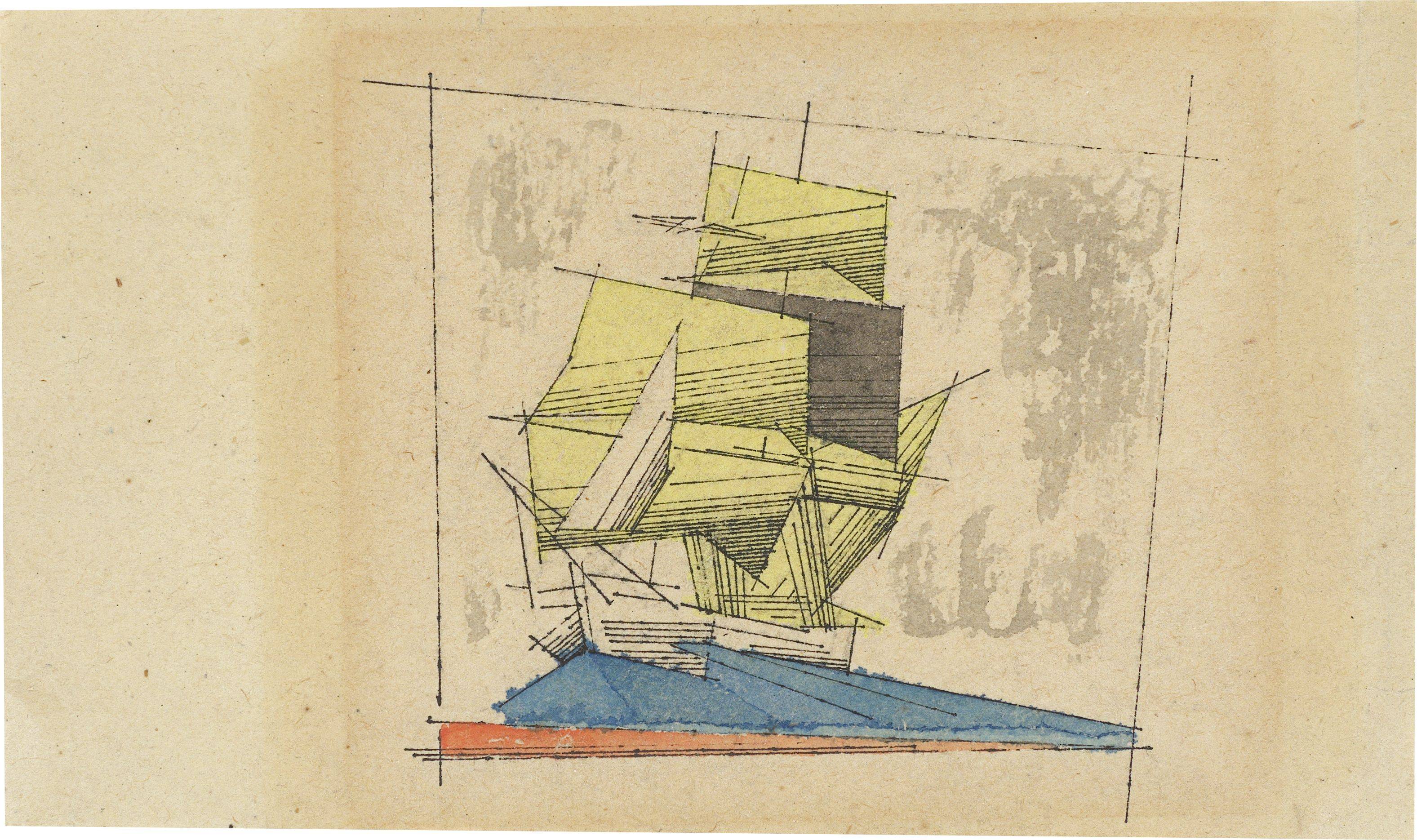 Auf diesem Bild ist das folgende Kunstwerk zu sehen: Lyonel Feininger. Segelschiff. 1942.