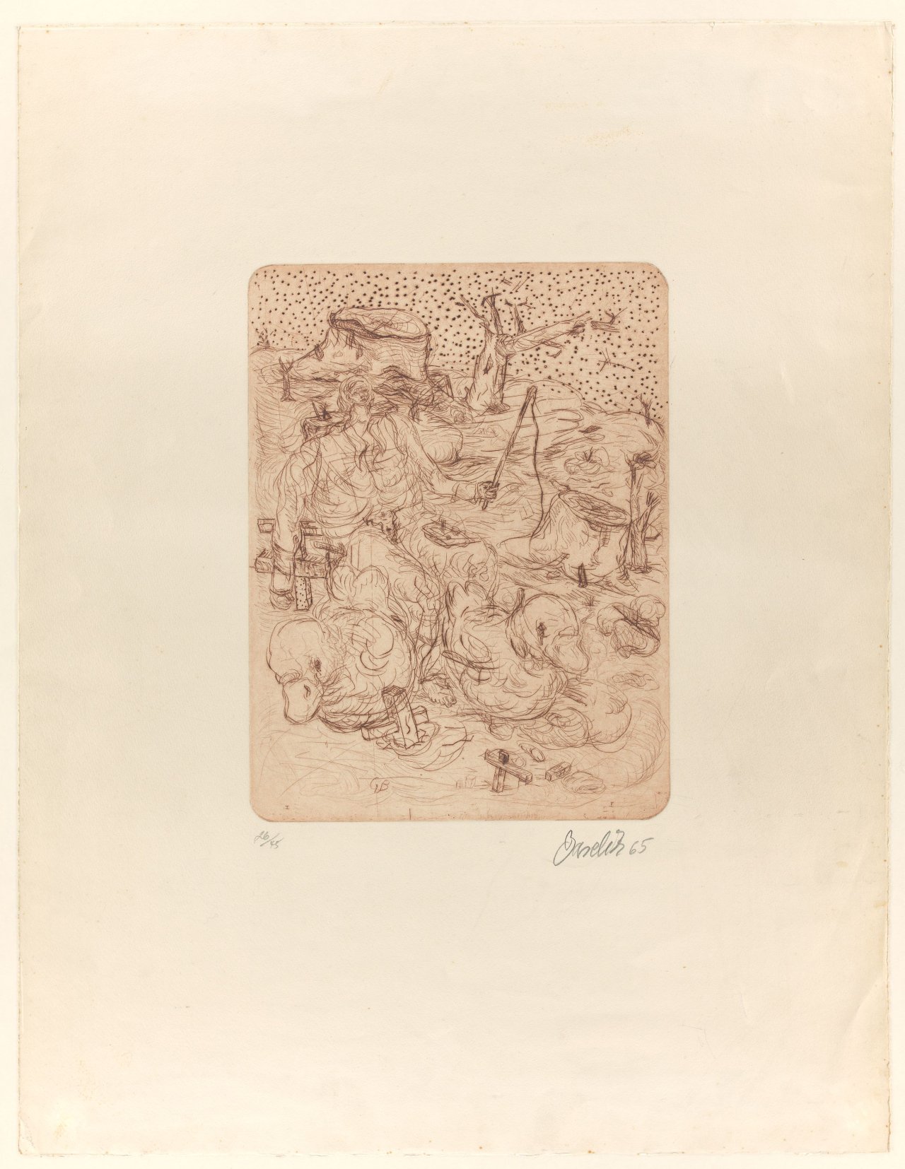 Auf diesem Bild ist das folgende Kunstwerk zu sehen: Georg Baselitz. „Hirte“. 1965/67.