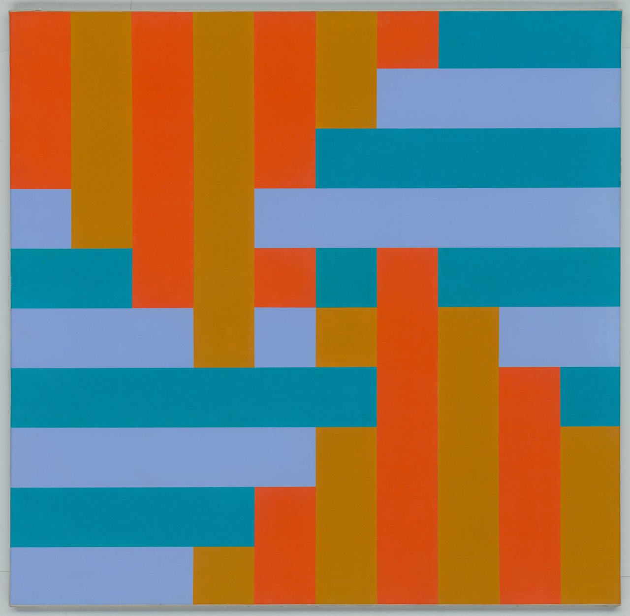 This picture shows the following artwork: Richard Paul Lohse. ”Zwei und zwei gleiche Farbgruppen”. 1965/69.