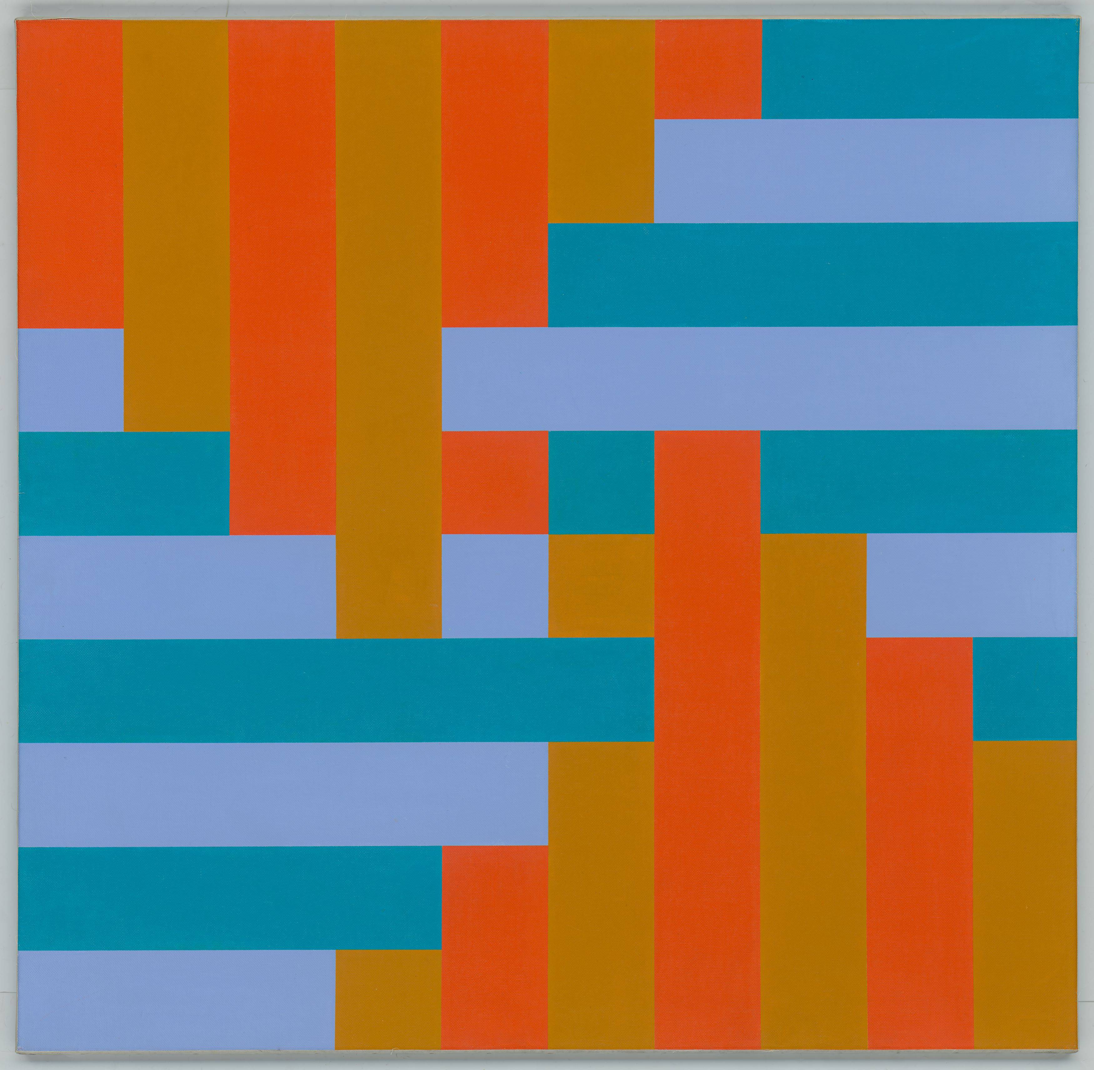 This picture shows the following artwork: Richard Paul Lohse. ”Zwei und zwei gleiche Farbgruppen”. 1965/69.