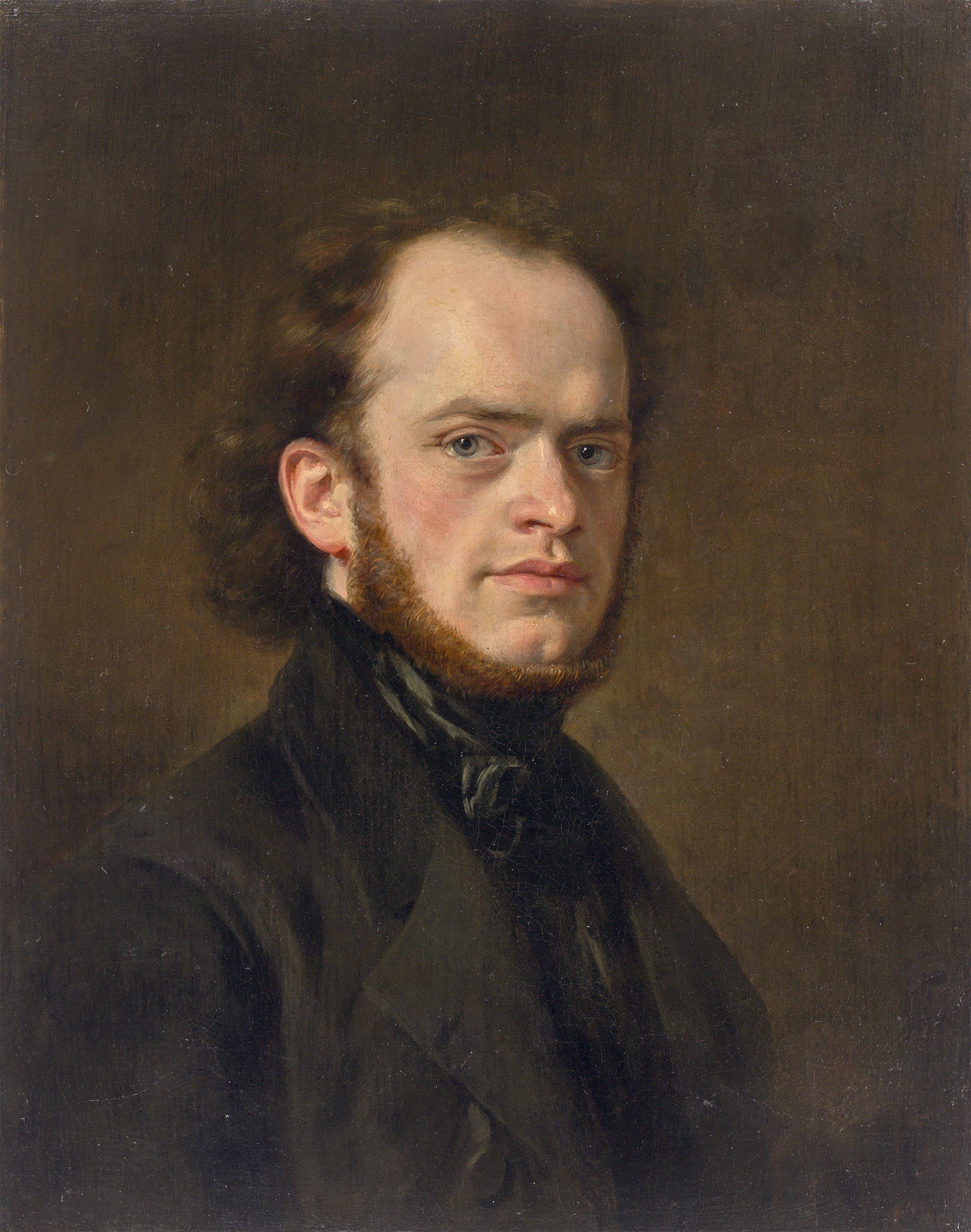 This picture shows the following artwork: Eduard Magnus. Portrait of 28-year-old Adolph Menzel. 1843.