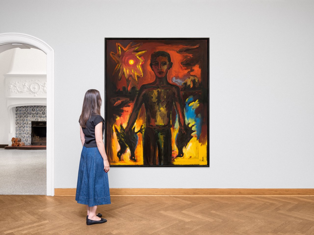 This picture shows the following artwork: Helmut Middendorf. ”Junge mit Vögeln”. 1987.