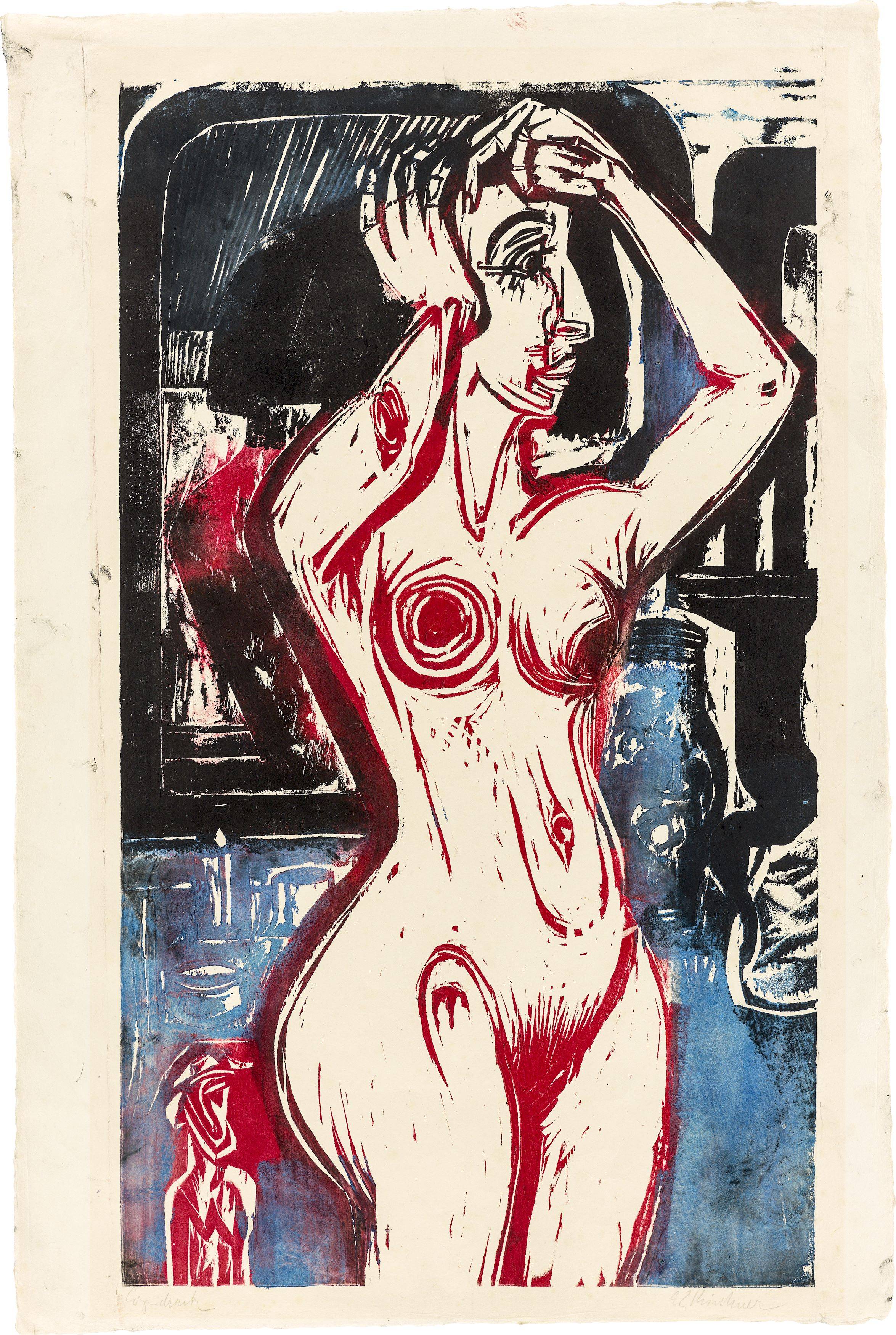 Auf diesem Bild ist das folgende Kunstwerk zu sehen: Ernst Ludwig Kirchner. „Toilette“. 1921.