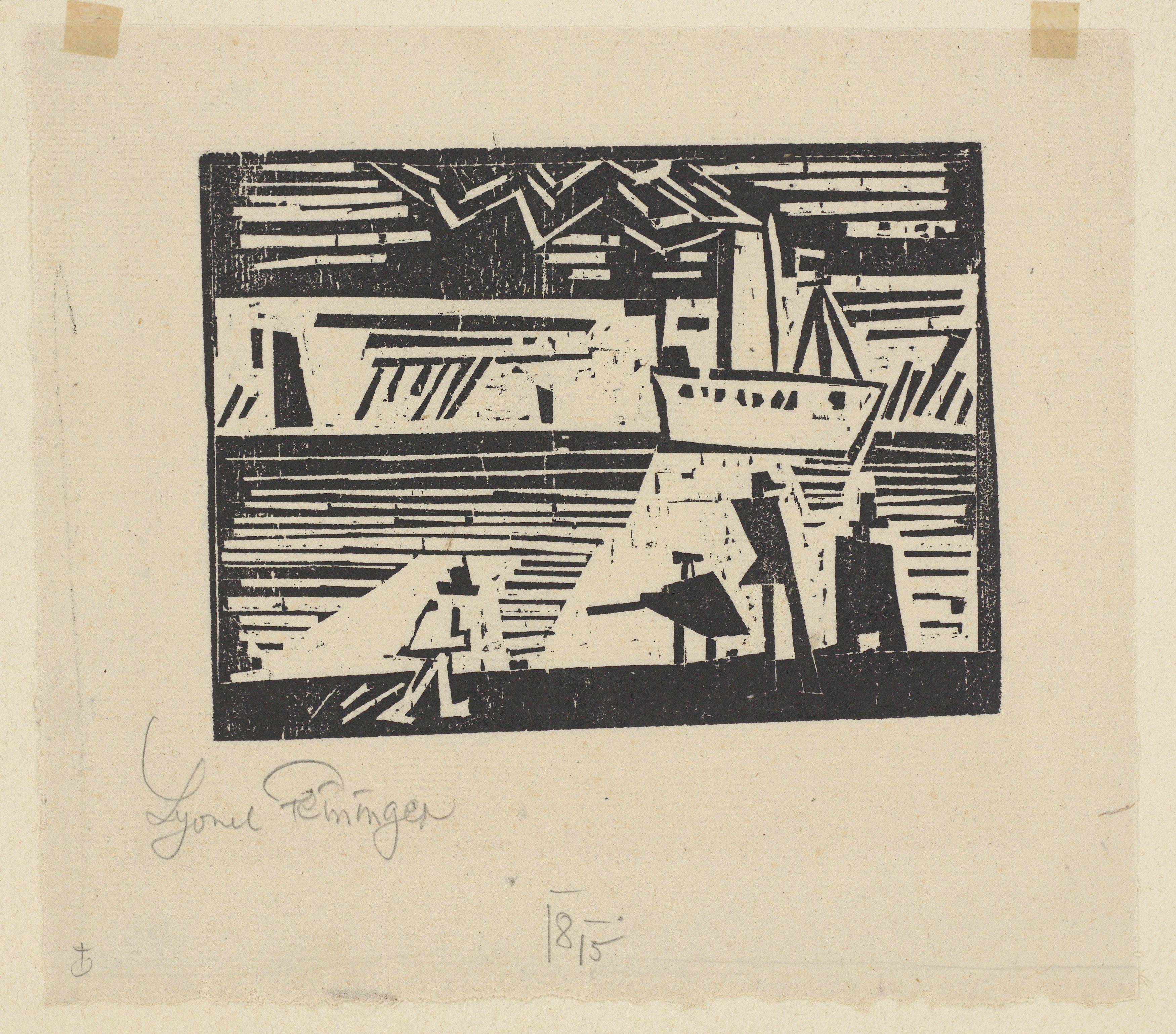 This picture shows the following artwork: Lyonel Feininger. ”Dampfer Odin”. 1918.