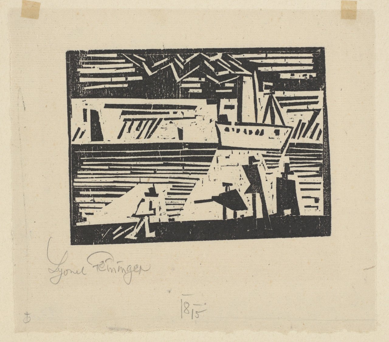 This picture shows the following artwork: Lyonel Feininger. ”Dampfer Odin”. 1918.
