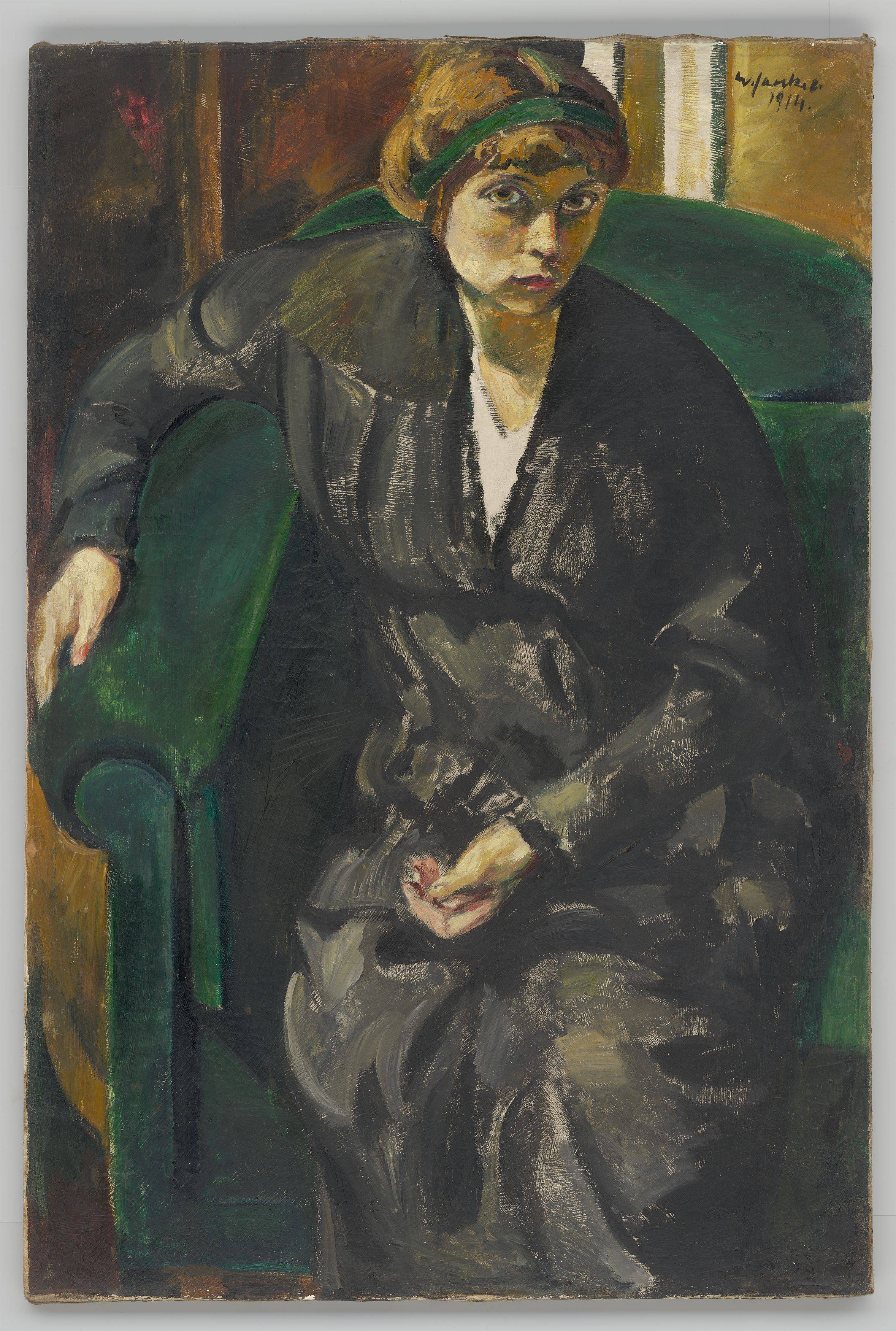 Auf diesem Bild ist das folgende Kunstwerk zu sehen: Willy Jaeckel. „Bildnis Charlotte Jaeckel“. 1914.