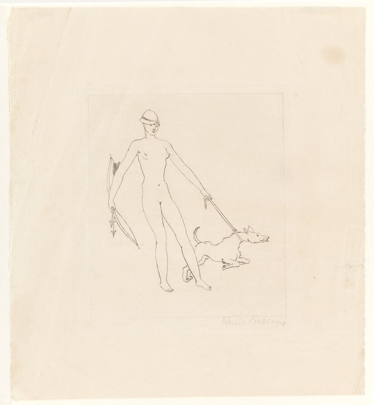 This picture shows the following artwork: Renée Sintenis. Selbstbildnis mit Terrier (Self-portrait with terrier).