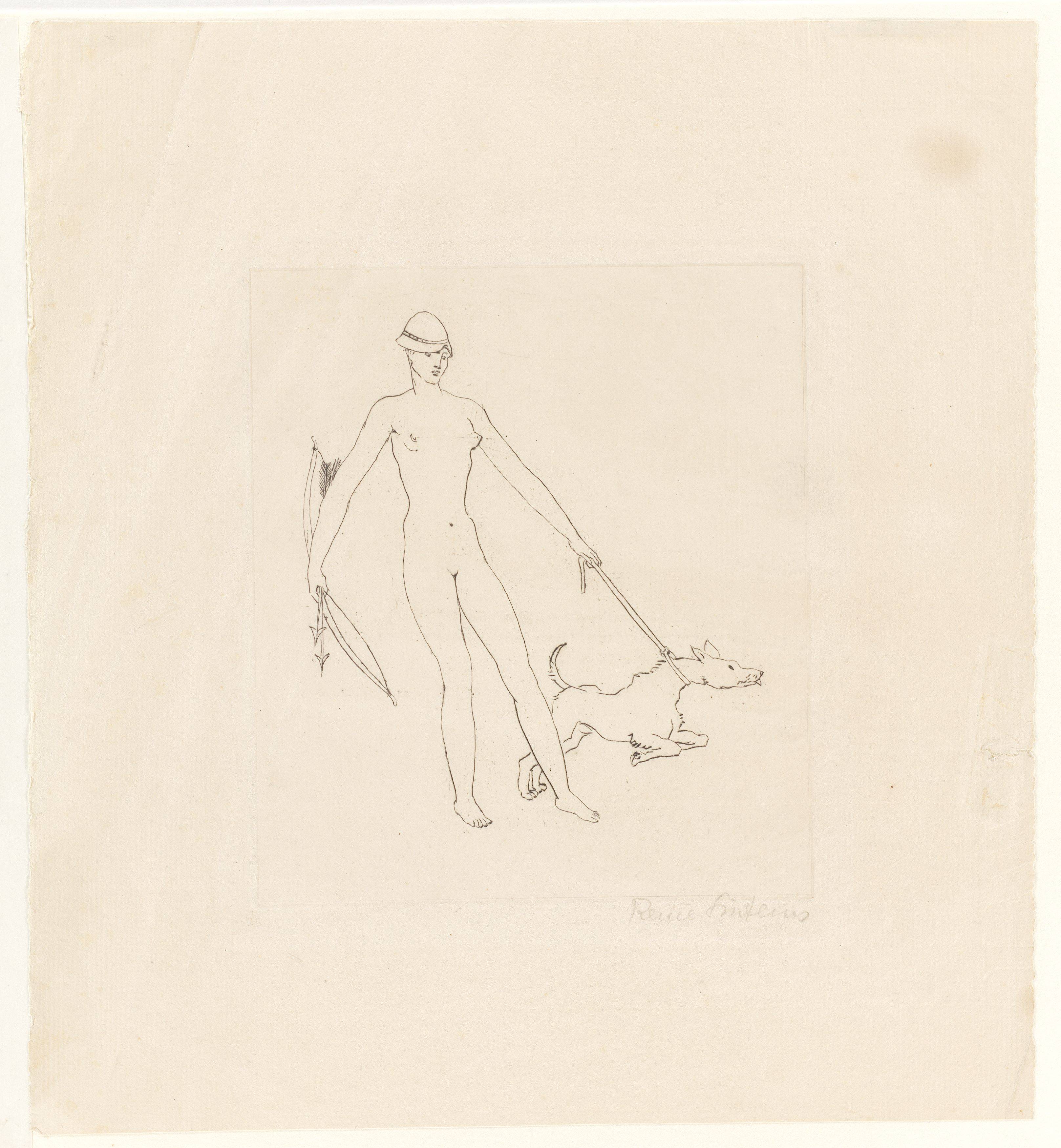 This picture shows the following artwork: Renée Sintenis. Selbstbildnis mit Terrier (Self-portrait with terrier).