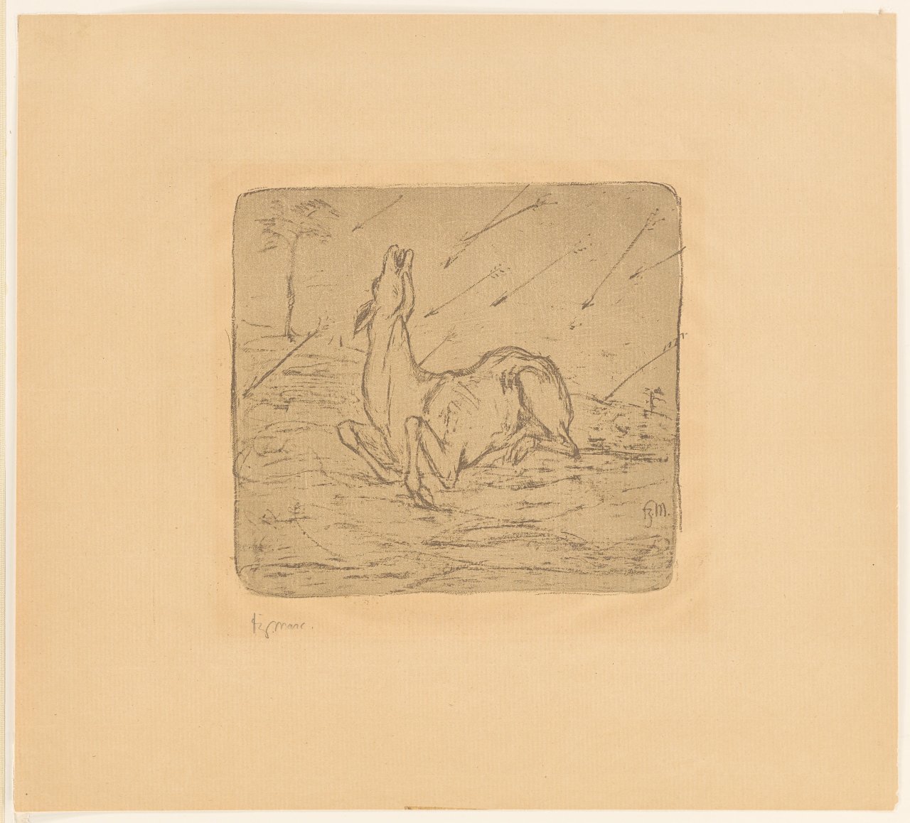 This picture shows the following artwork: Franz Marc. ”Sterbendes Reh”. 1908.