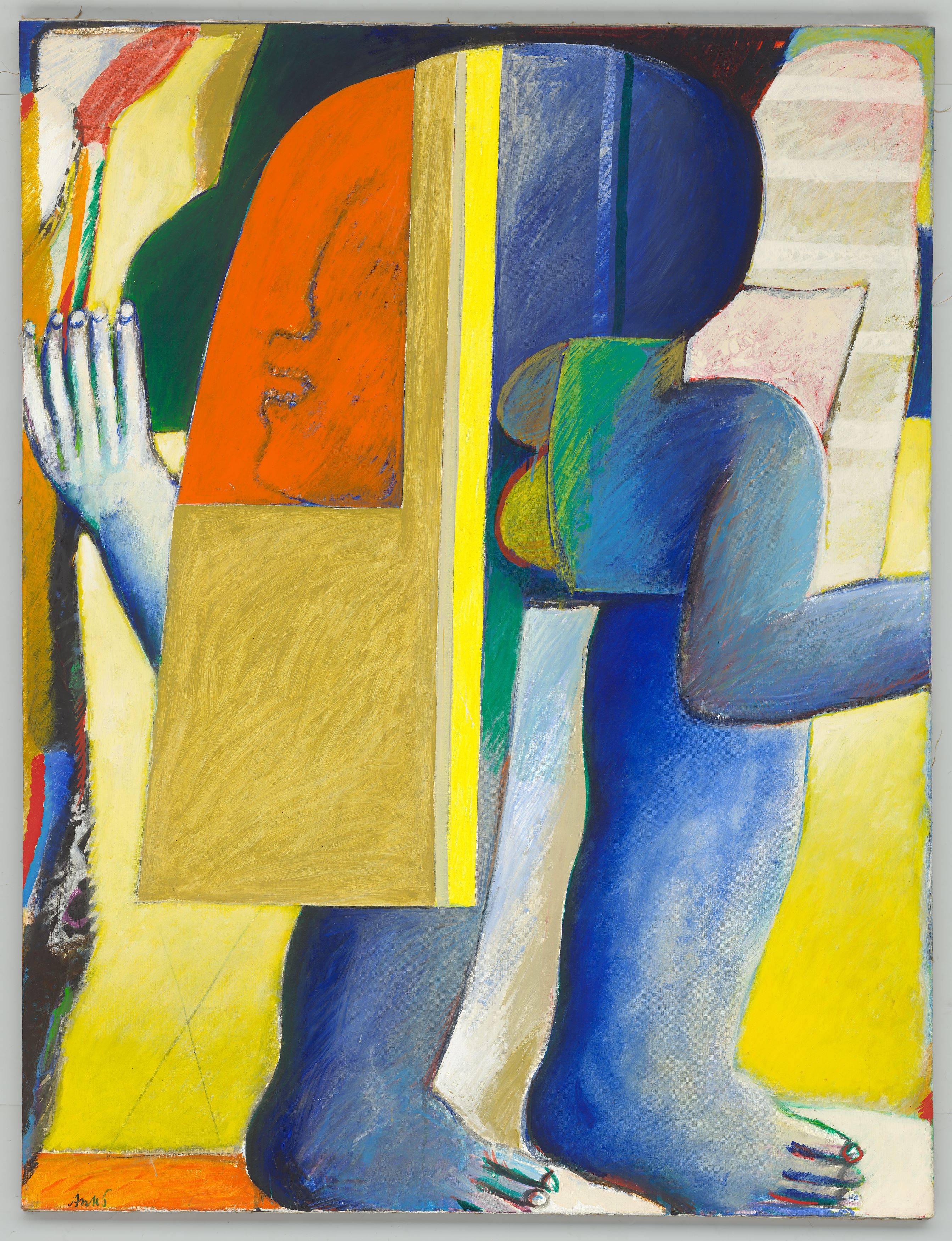 Auf diesem Bild ist das folgende Kunstwerk zu sehen: Horst Antes. „Rot im blauen Mann“. 1965.