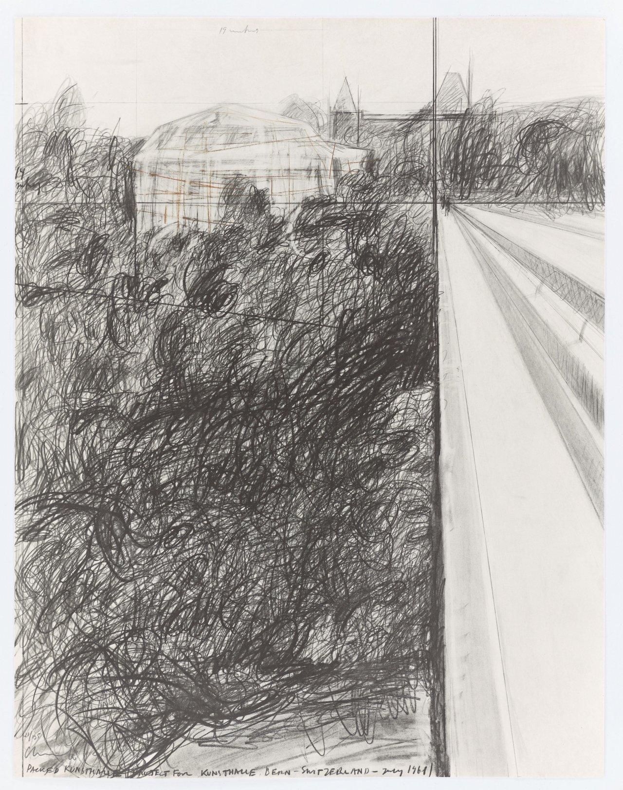 Auf diesem Bild ist das folgende Kunstwerk zu sehen:  Christo und Jeanne-Claude. „Packed Kunsthalle Bern, Project“. 1972.