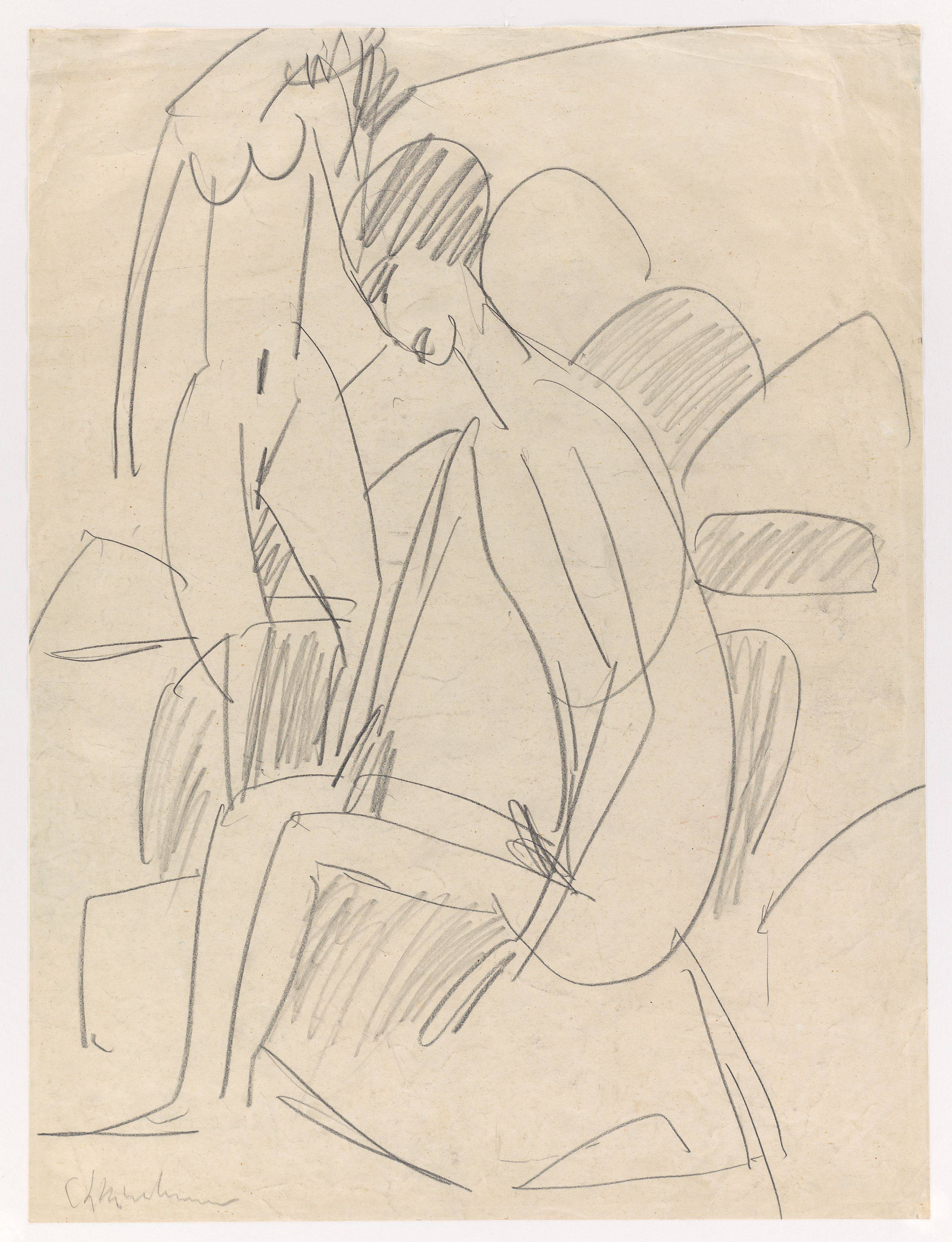 This picture shows the following artwork: Ernst Ludwig Kirchner. ”Badende Fehmarn”. 1912.
