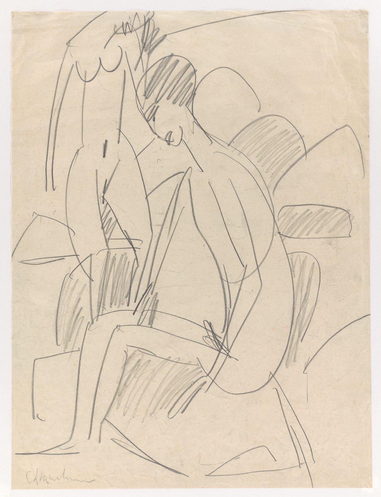 This picture shows the following artwork: Ernst Ludwig Kirchner. ”Badende Fehmarn”. 1912.