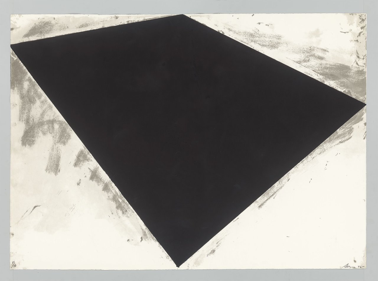 Auf diesem Bild ist das folgende Kunstwerk zu sehen: Richard Serra. „Untitled (or Philip Glass Poster)“. 1972.