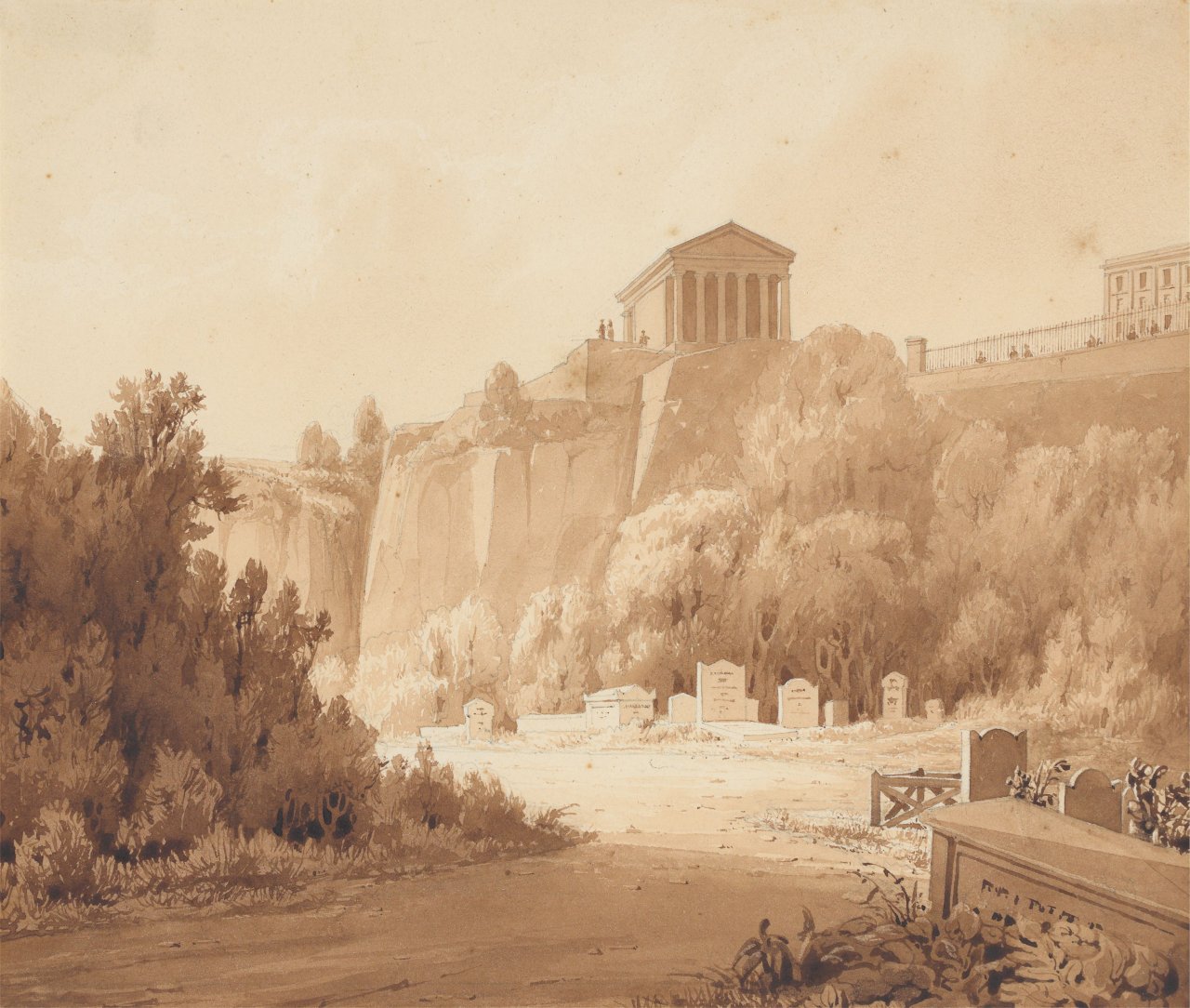 This picture shows the following artwork: Alexandre Calame. Landscape with temple.