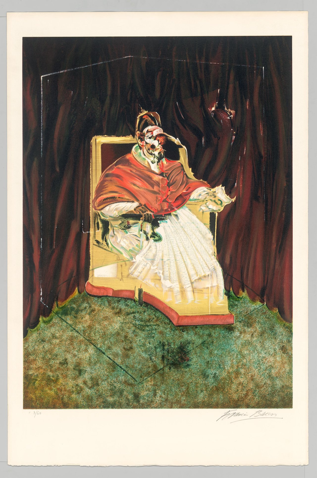 Auf diesem Bild ist das folgende Kunstwerk zu sehen: Francis Bacon. „Study for portrait of Pope Innocent X after Vélasquez“. 1989.