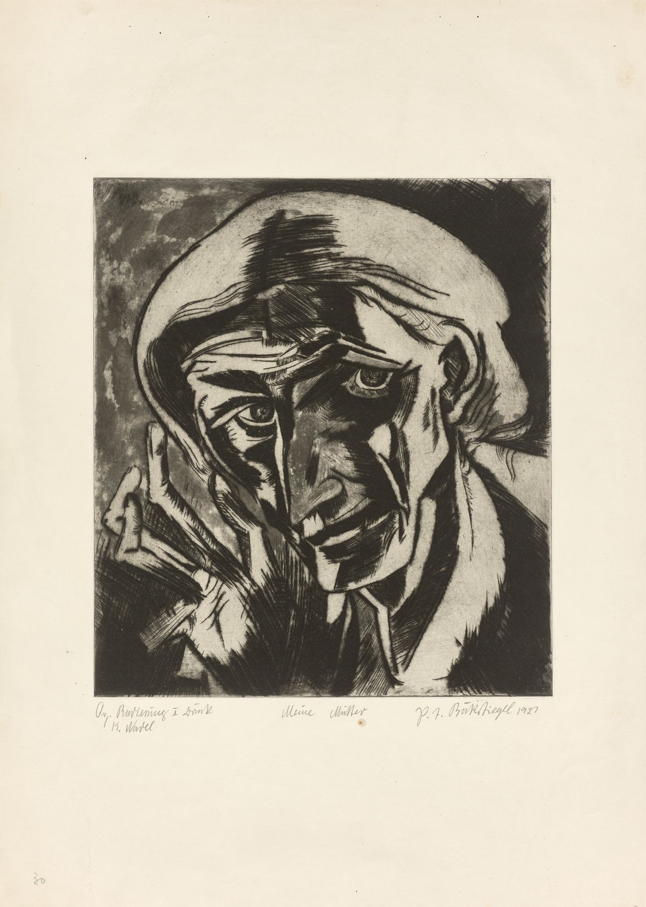 Auf diesem Bild ist das folgende Kunstwerk zu sehen: Peter August Böckstiegel. „Meine Mutter“. 1921.