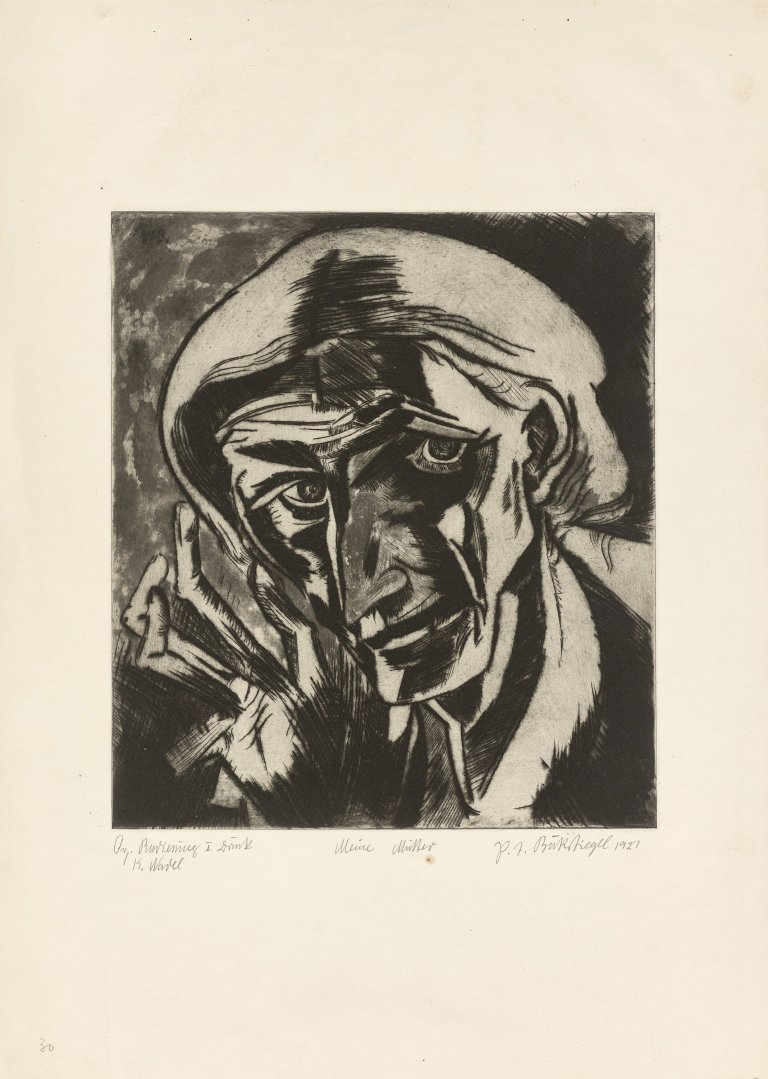 Auf diesem Bild ist das folgende Kunstwerk zu sehen: Peter August Böckstiegel. „Meine Mutter“. 1921.