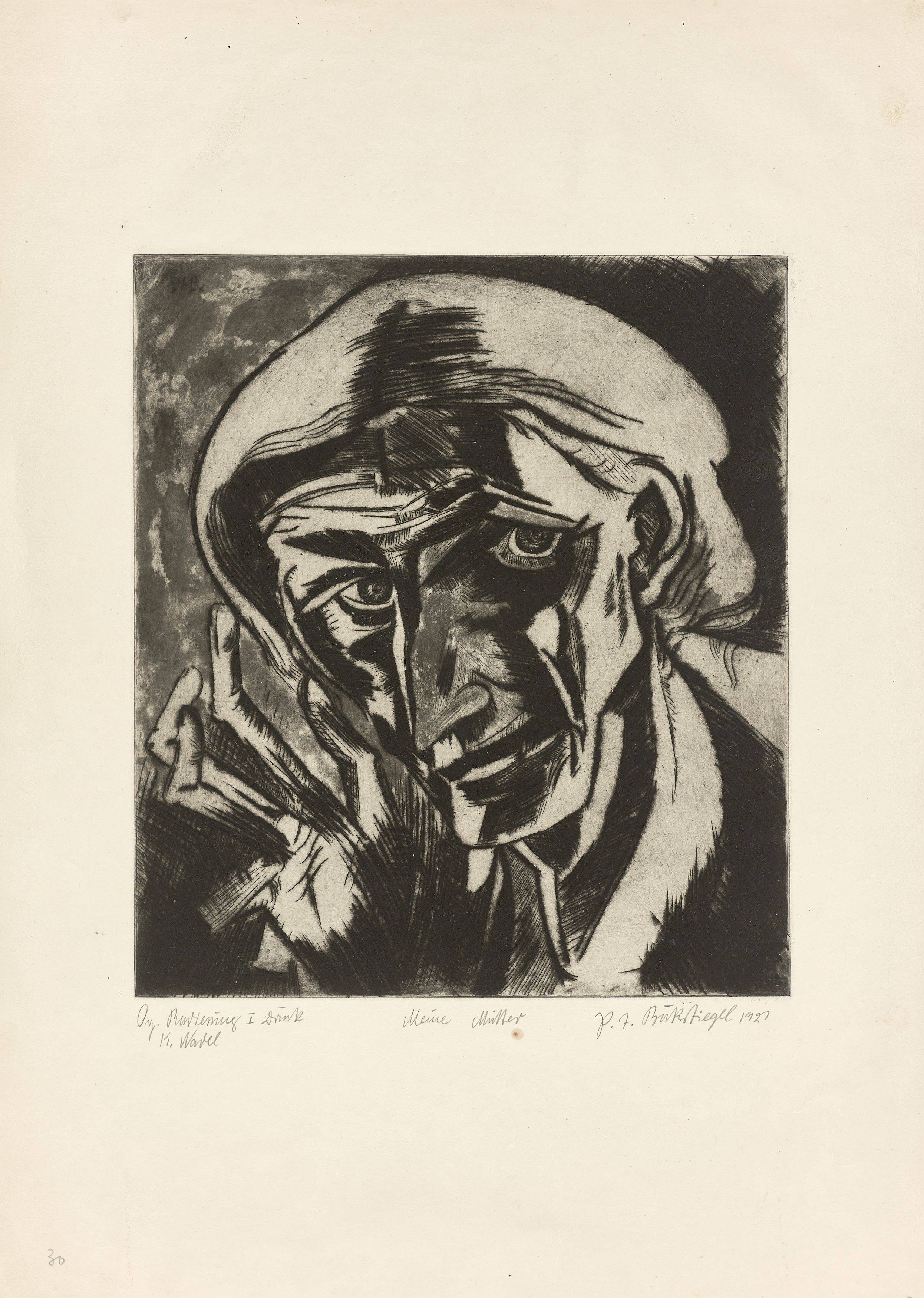 Auf diesem Bild ist das folgende Kunstwerk zu sehen: Peter August Böckstiegel. „Meine Mutter“. 1921.
