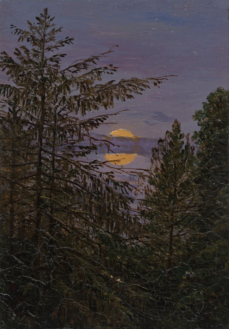 This picture shows the following artwork: Carl Gustav Carus. Moon over pines.
