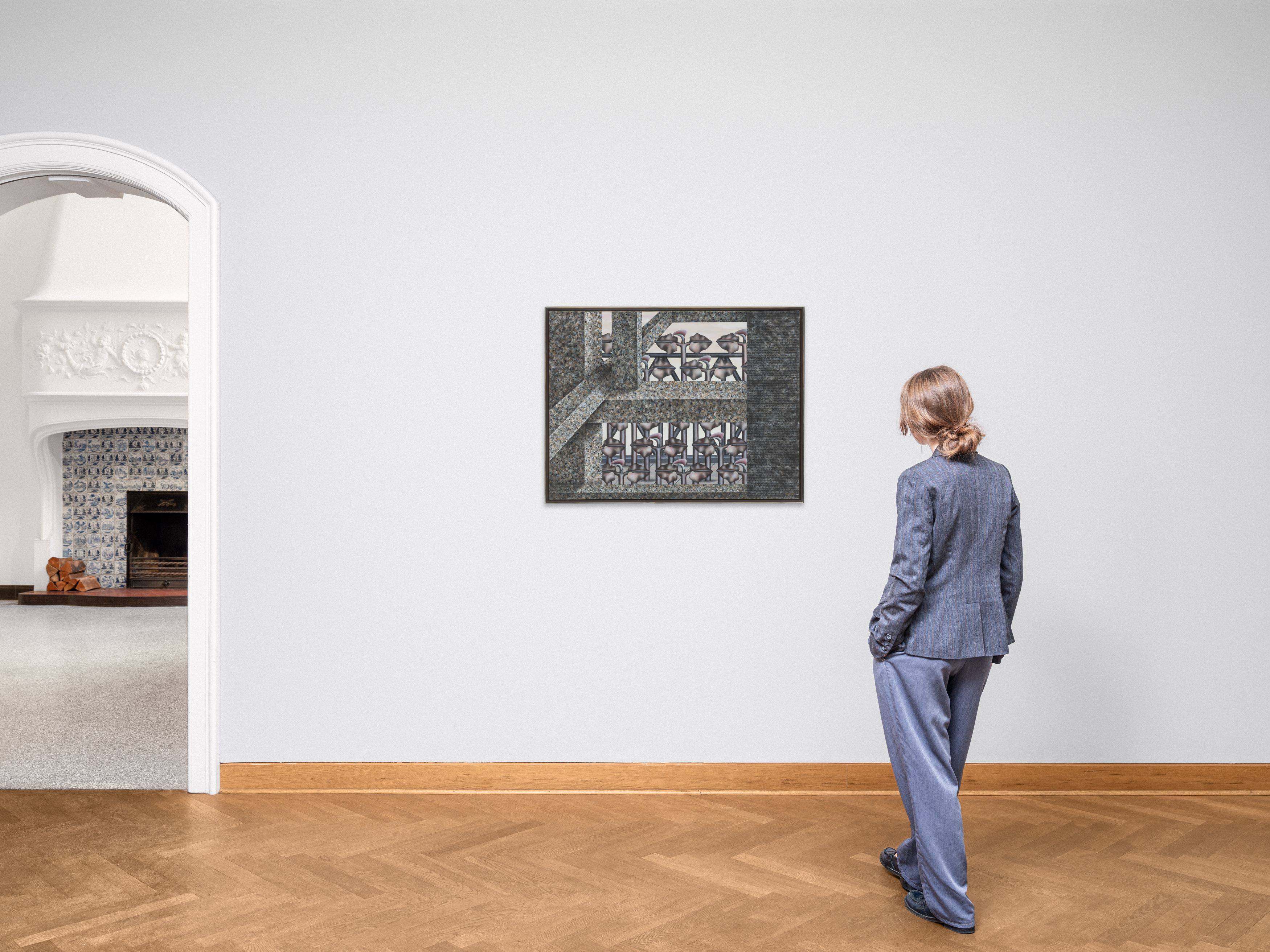 Auf diesem Bild ist das folgende Kunstwerk zu sehen: Hermann Waldenburg. „Plantage mit Blüten“ („Architektur und Vegetation“). 1977.