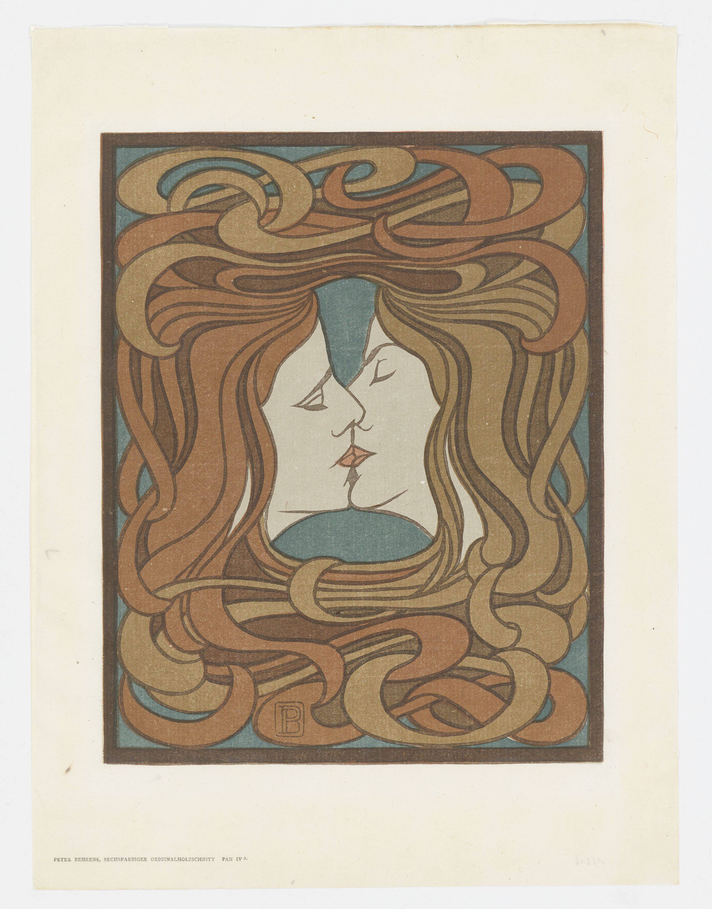 Auf diesem Bild ist das folgende Kunstwerk zu sehen: Peter Behrens. „o.T. (Der Kuss)“. 1898.