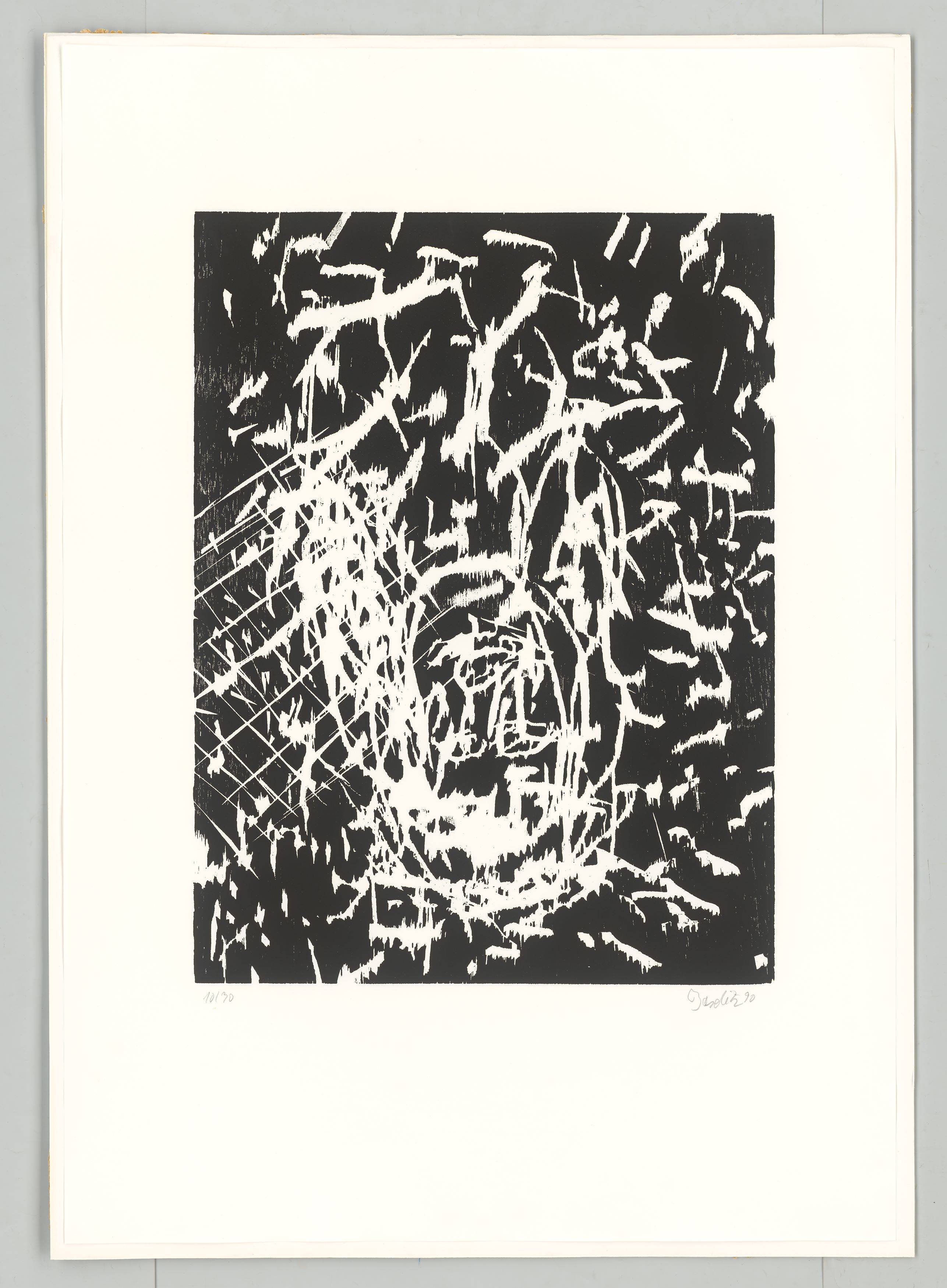 Auf diesem Bild ist das folgende Kunstwerk zu sehen: Georg Baselitz. „Dresdner Frau IV“. 1990.