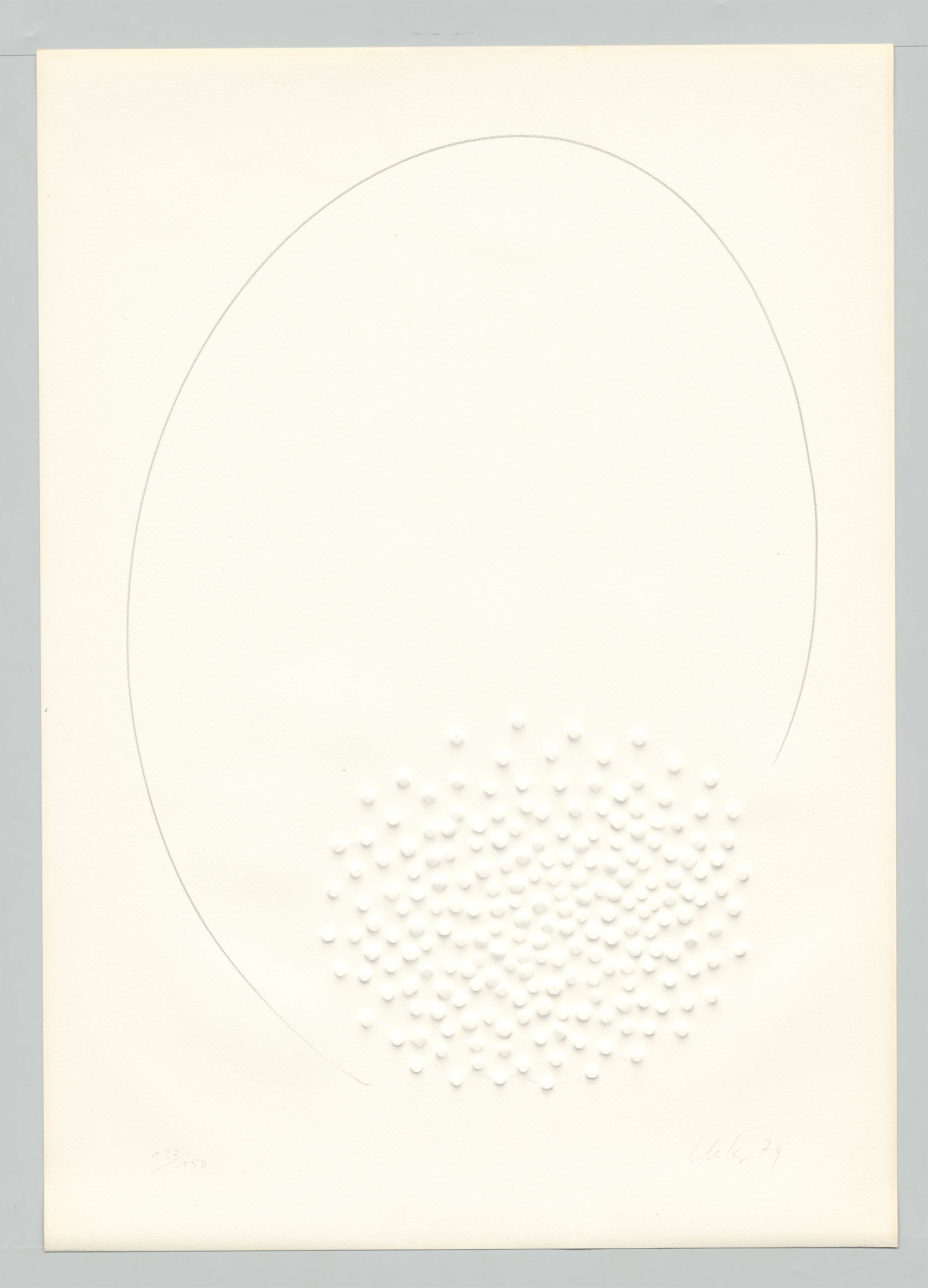 Auf diesem Bild ist das folgende Kunstwerk zu sehen: Günther Uecker. „Hommage à Fontana“. 1974.