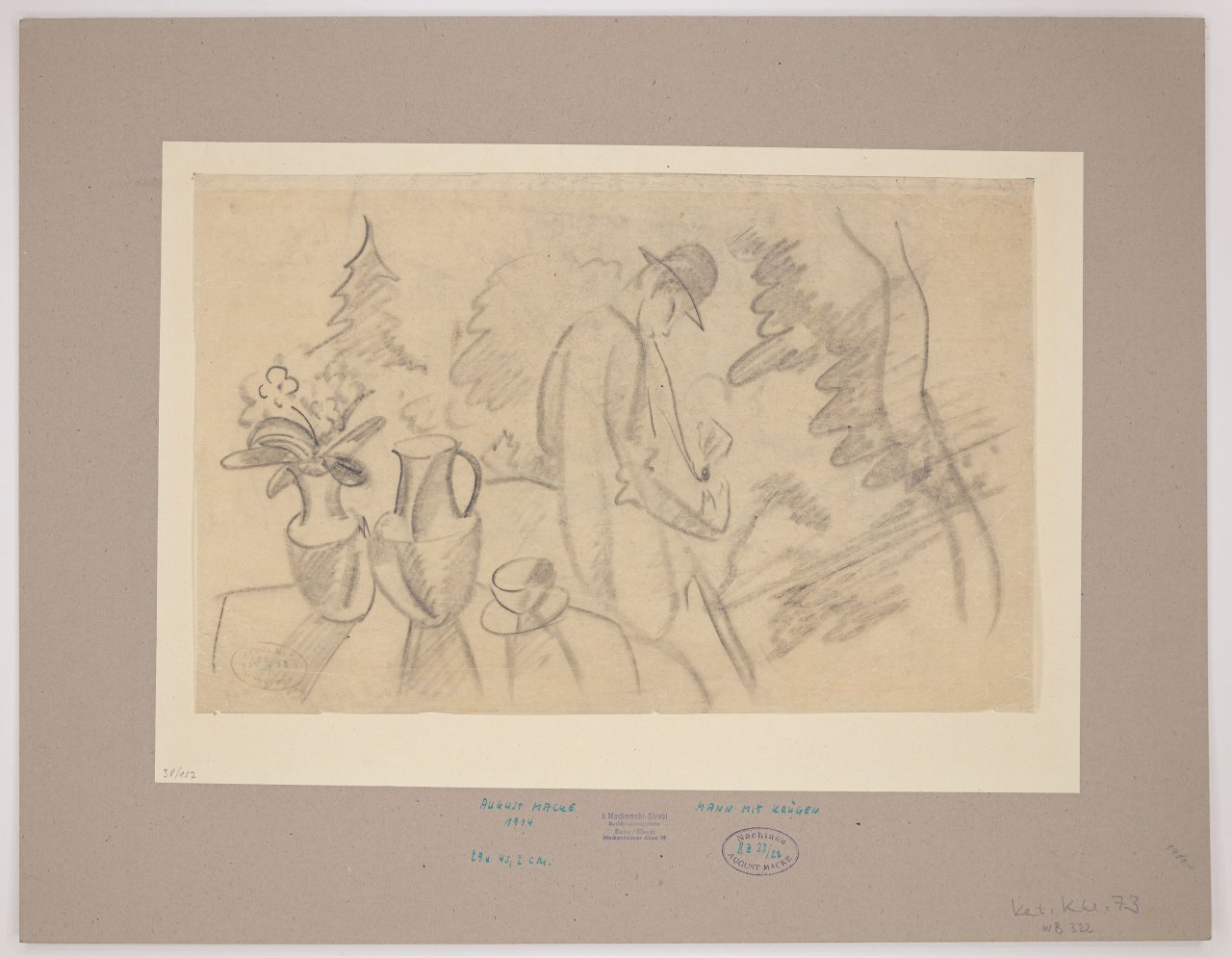 This picture shows the following artwork: August Macke. ”Mann mit Krügen”. 1914.