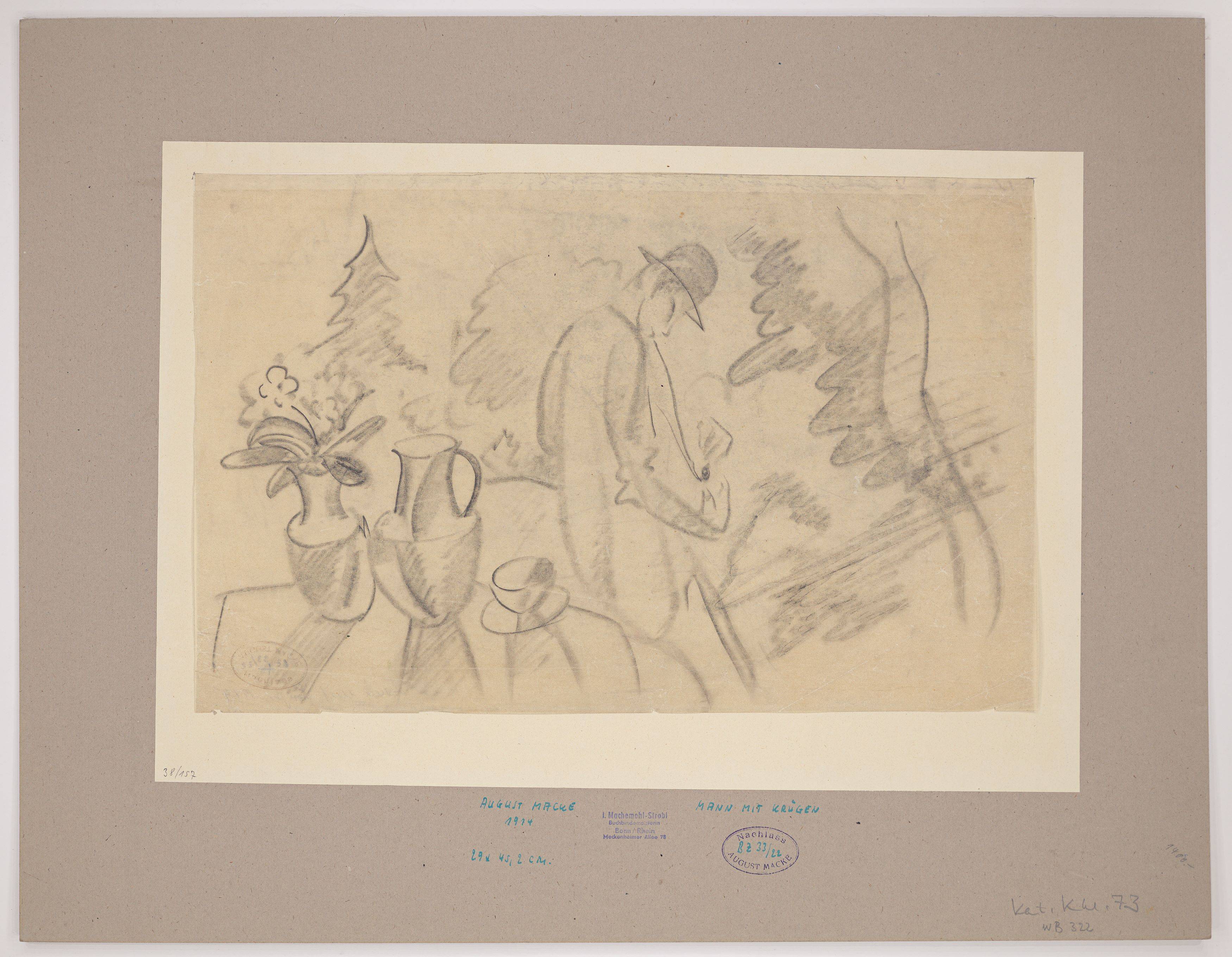 This picture shows the following artwork: August Macke. ”Mann mit Krügen”. 1914.