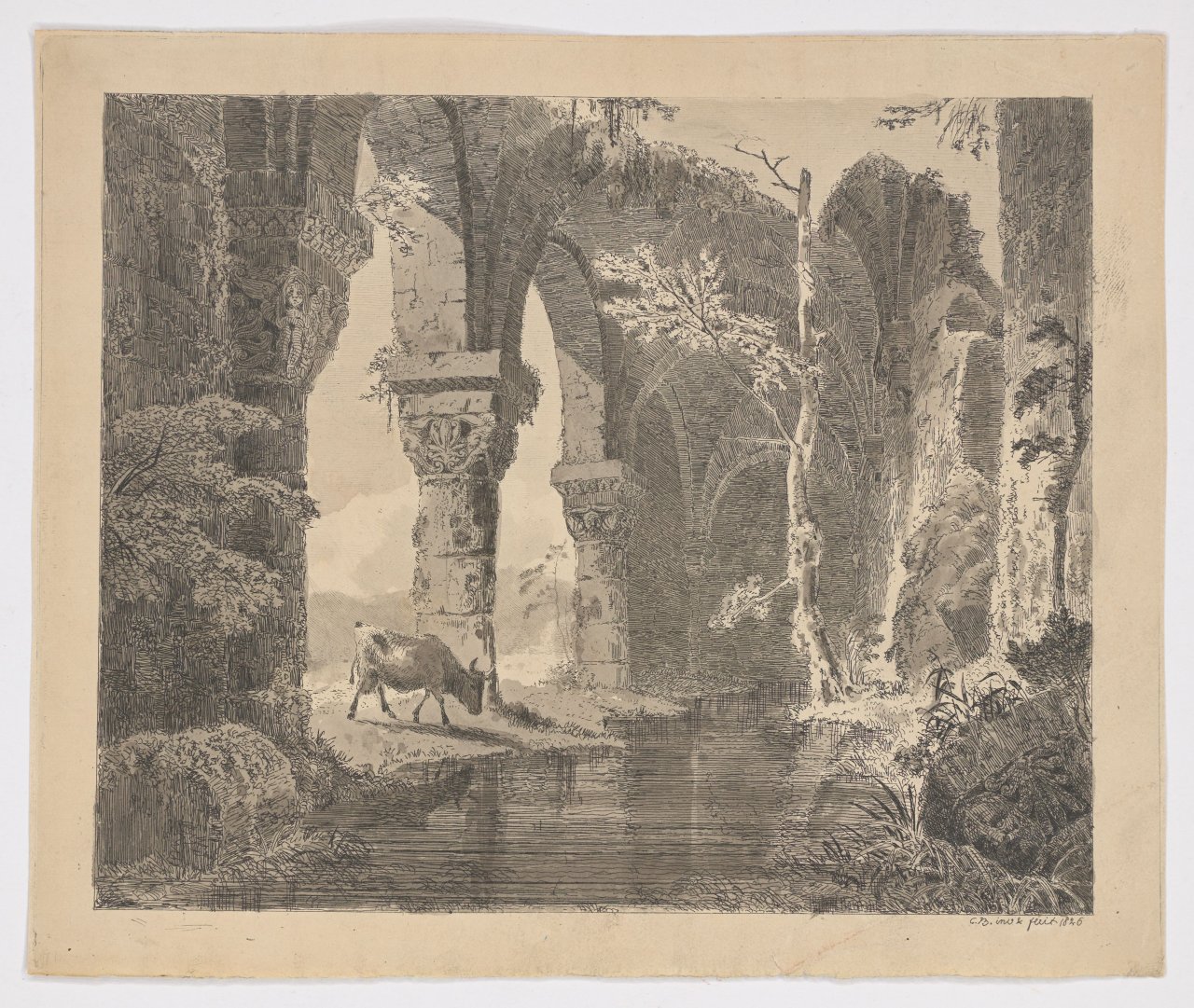 This picture shows the following artwork: Carl Blechen. ”Romanische Ruine”. 1826.