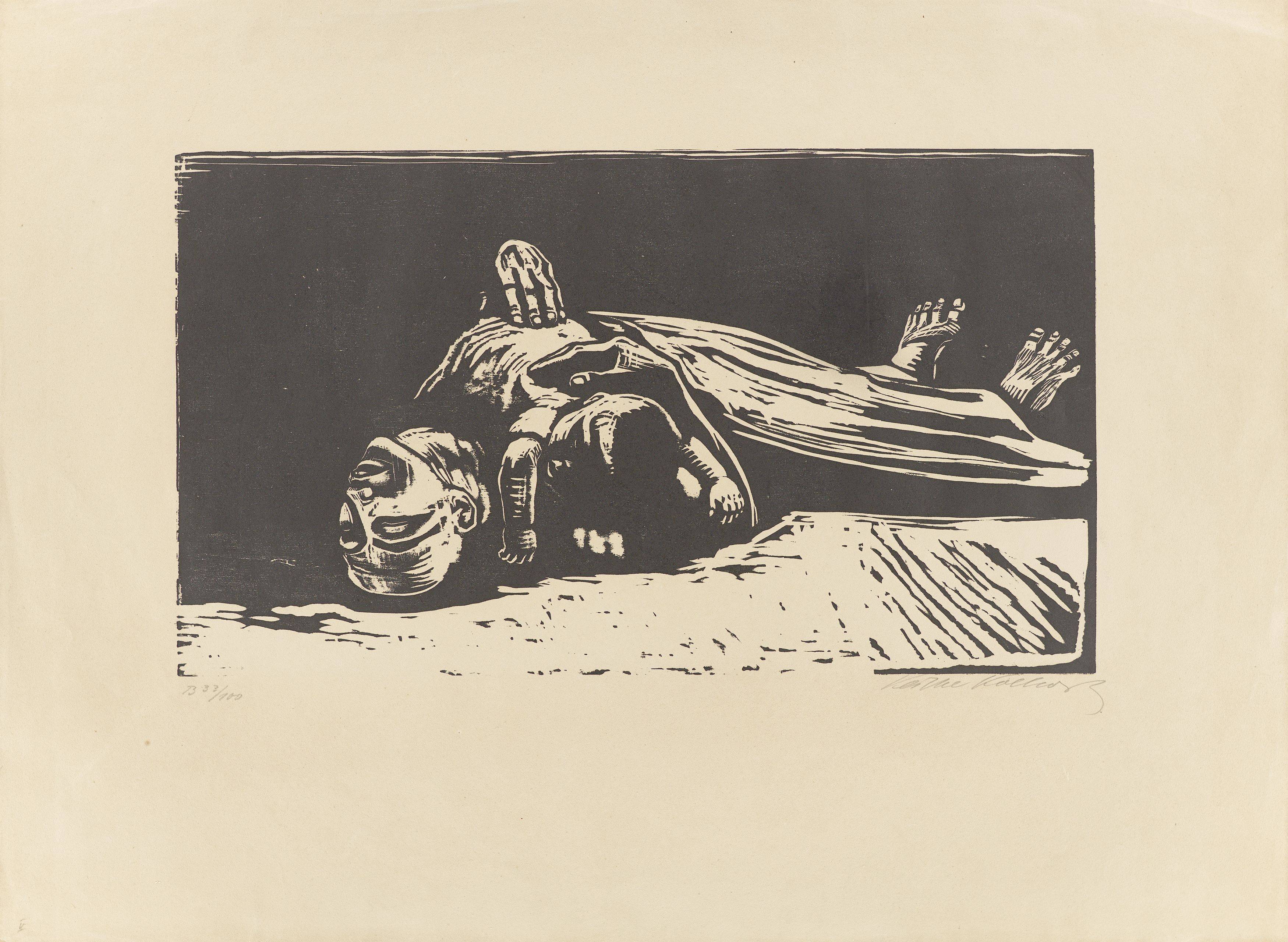Auf diesem Bild ist das folgende Kunstwerk zu sehen: Käthe Kollwitz. „Die Witwe II“. 1922/23.