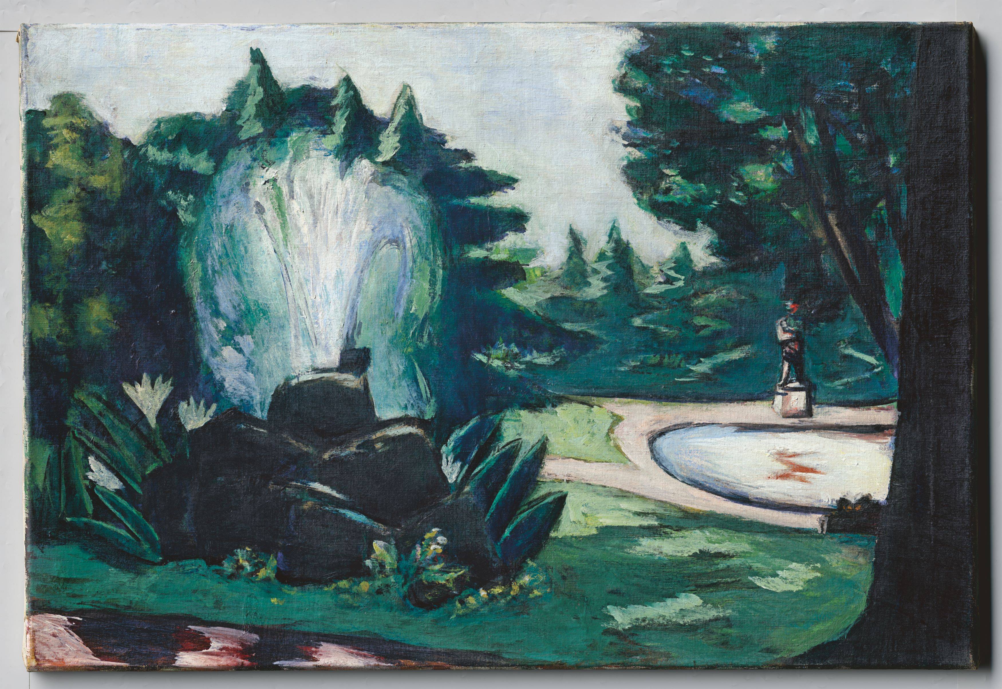 Auf diesem Bild ist das folgende Kunstwerk zu sehen: Max Beckmann. „Springbrunnen in Baden-Baden“. 1936.