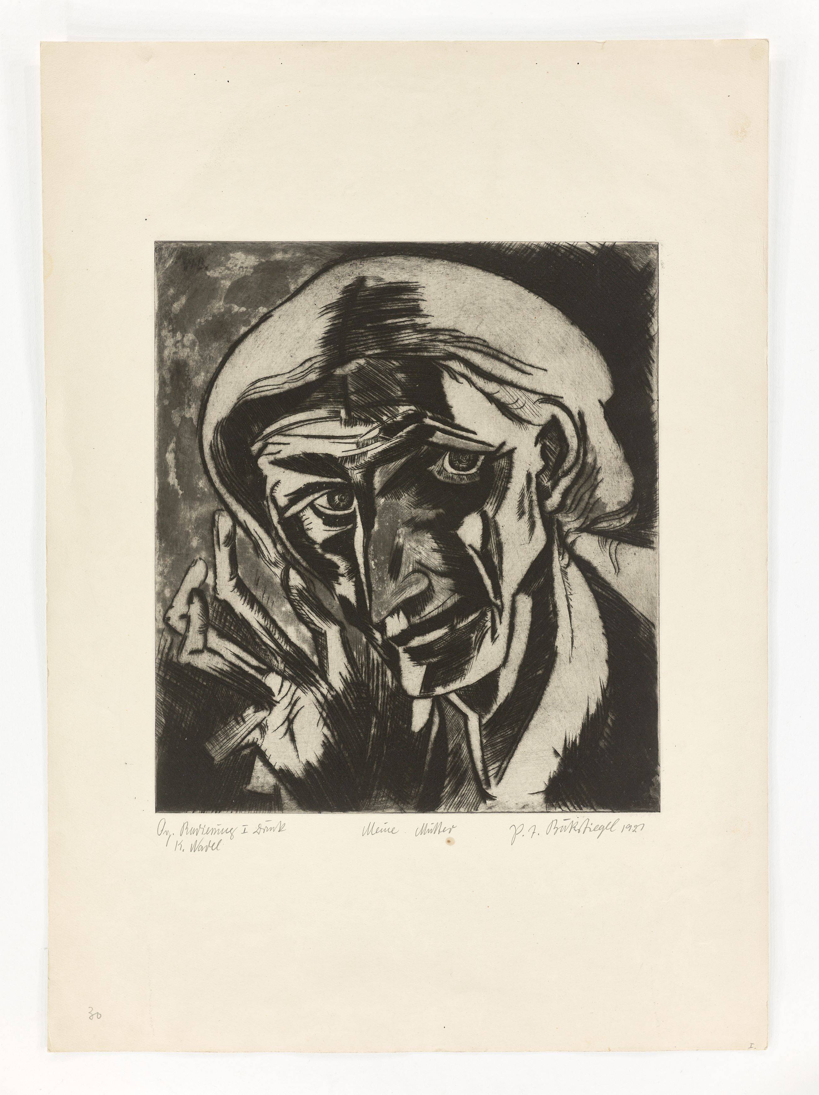 Auf diesem Bild ist das folgende Kunstwerk zu sehen: Peter August Böckstiegel. „Meine Mutter“. 1921.