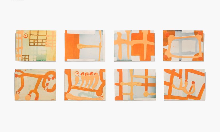 Auf diesem Bild ist das folgende Kunstwerk zu sehen: Olav Christopher Jenssen. Ohne Titel (Tafeln Orange). 1995.
