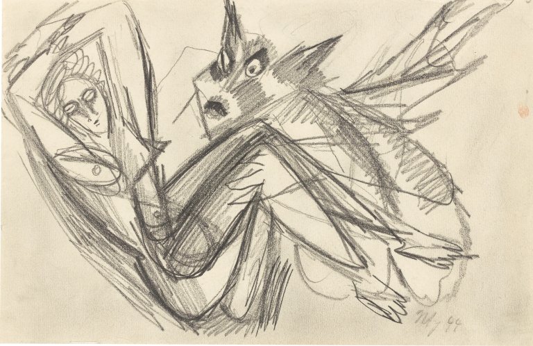 Auf diesem Bild ist das folgende Kunstwerk zu sehen: Ernst Wilhelm Nay. „La Belle et la Bête“. 1944.